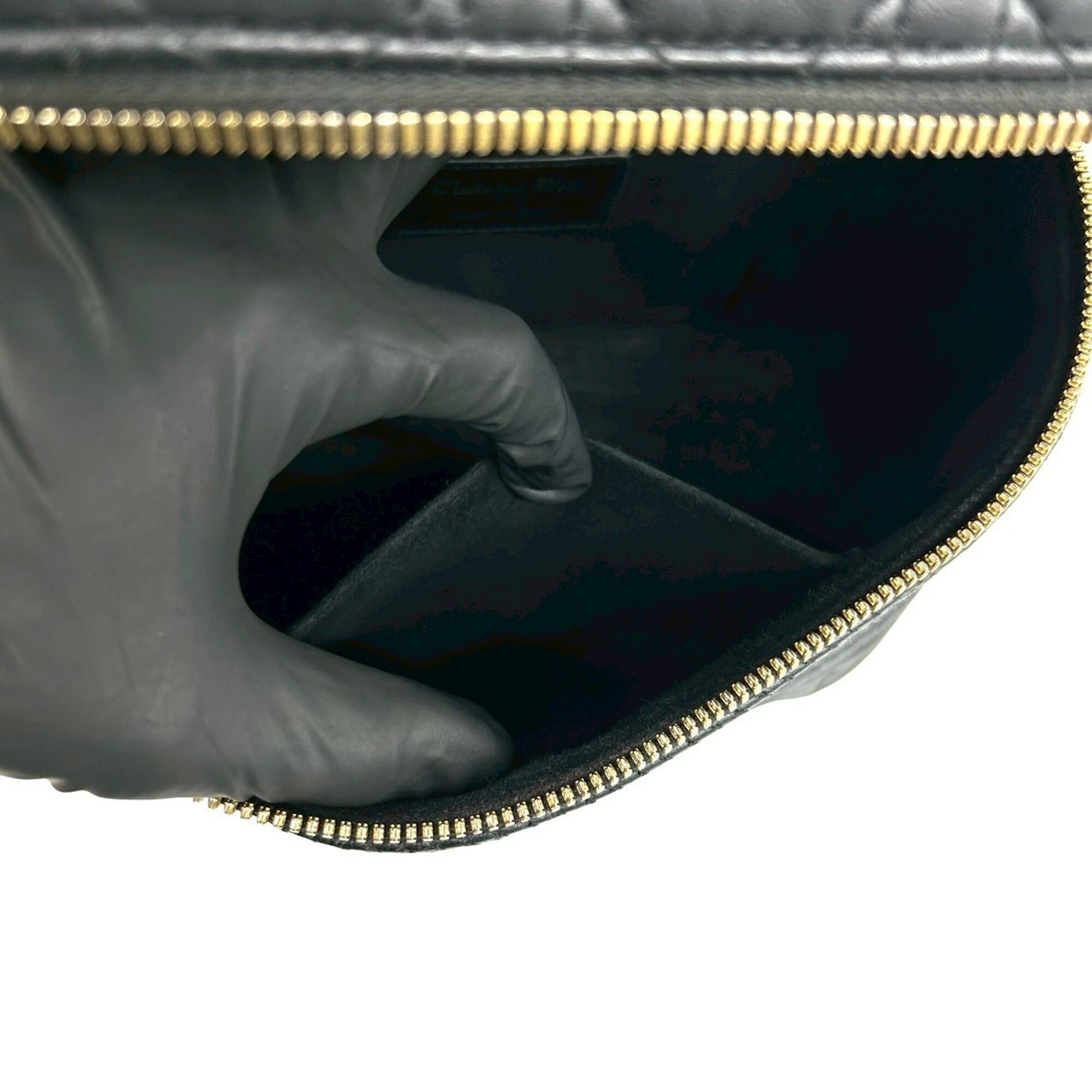 Christian Dior Black Leather Shoulder Bag Vanity Bag (Pre-Owned)