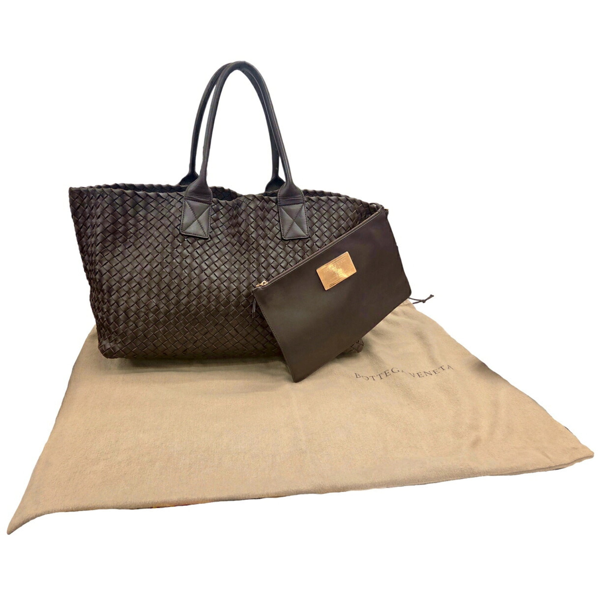 Bottega Veneta Brown Leather Pouch Tote Bag (Pre-Owned)
