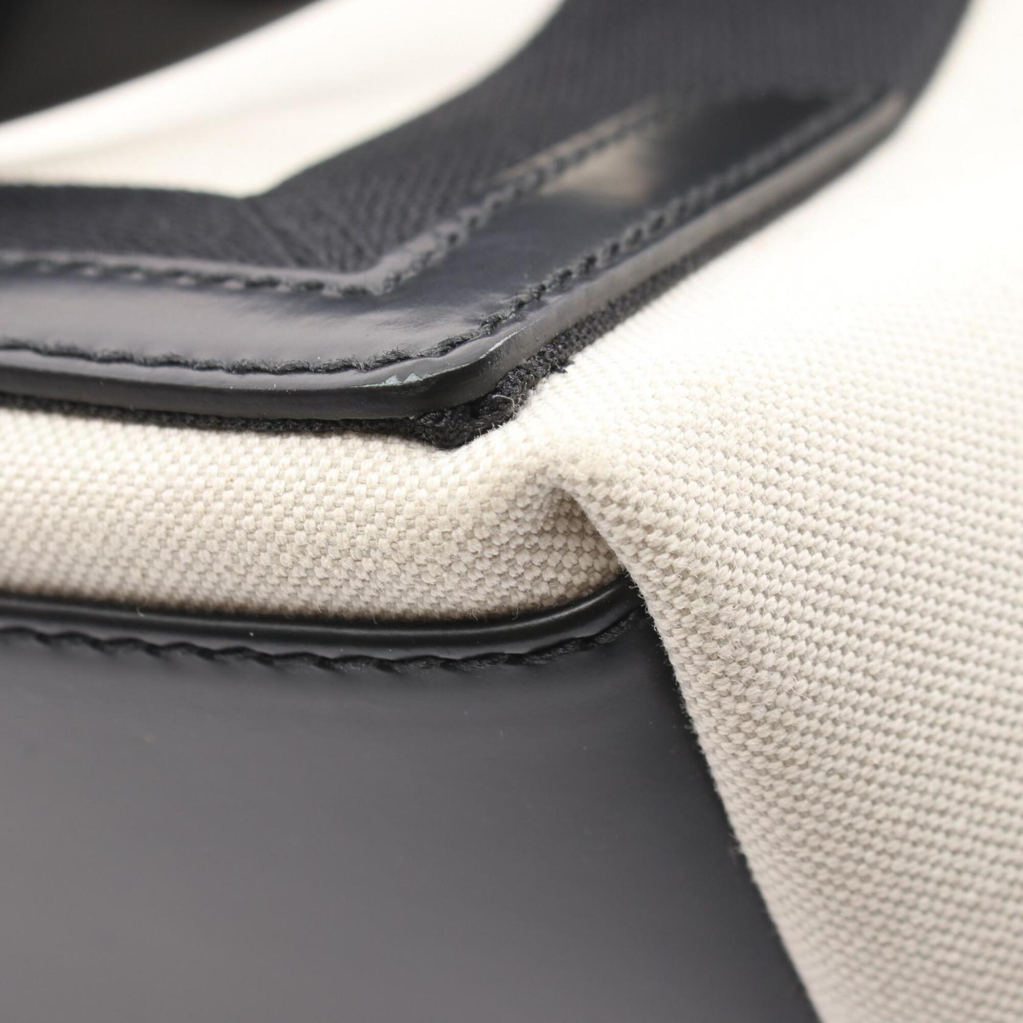 Balenciaga Black Ivory Canvas Leather Handbag Pouch Tote Bag (Pre-Owned)