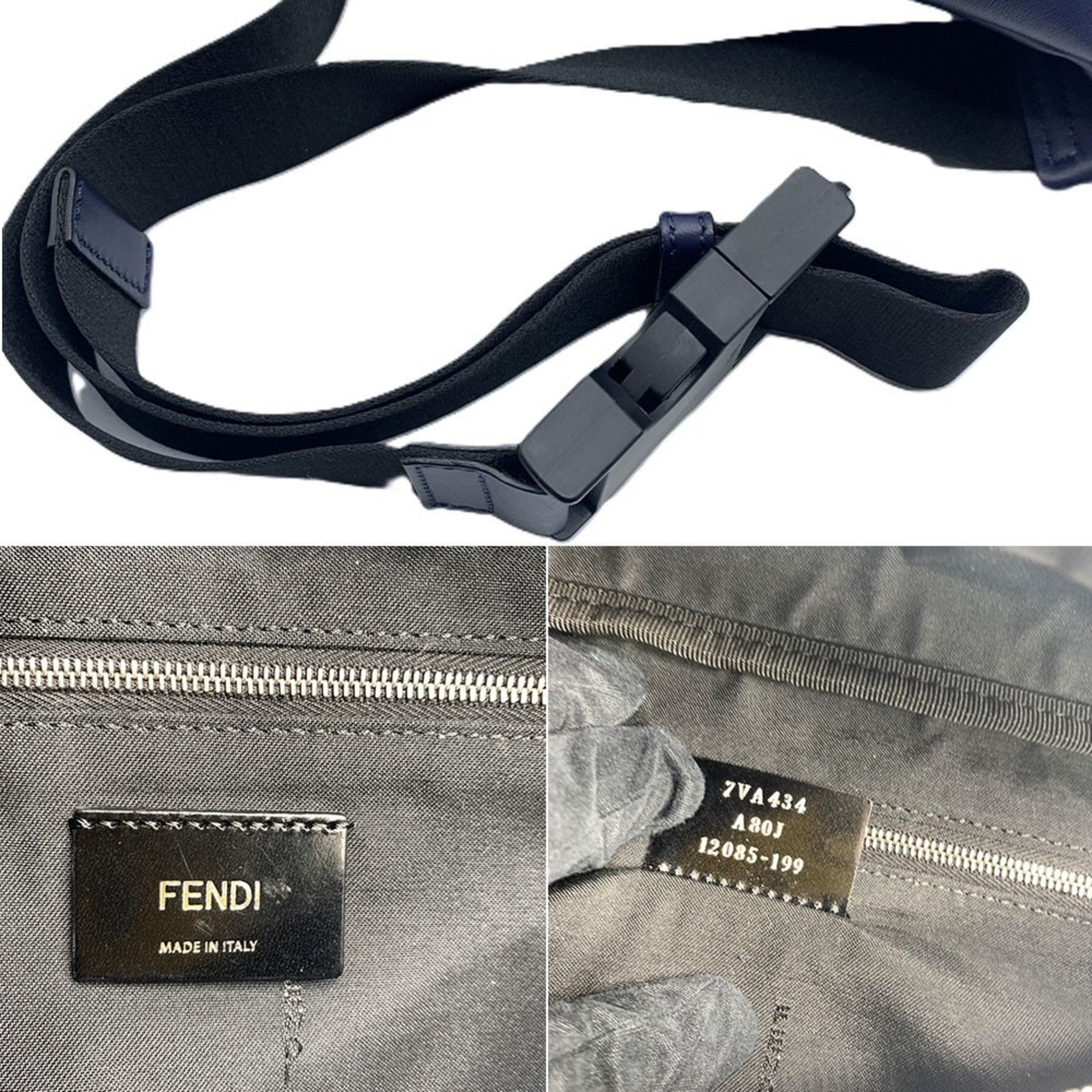 Fendi Navy Leather Fanny Pack (Pre-Owned)