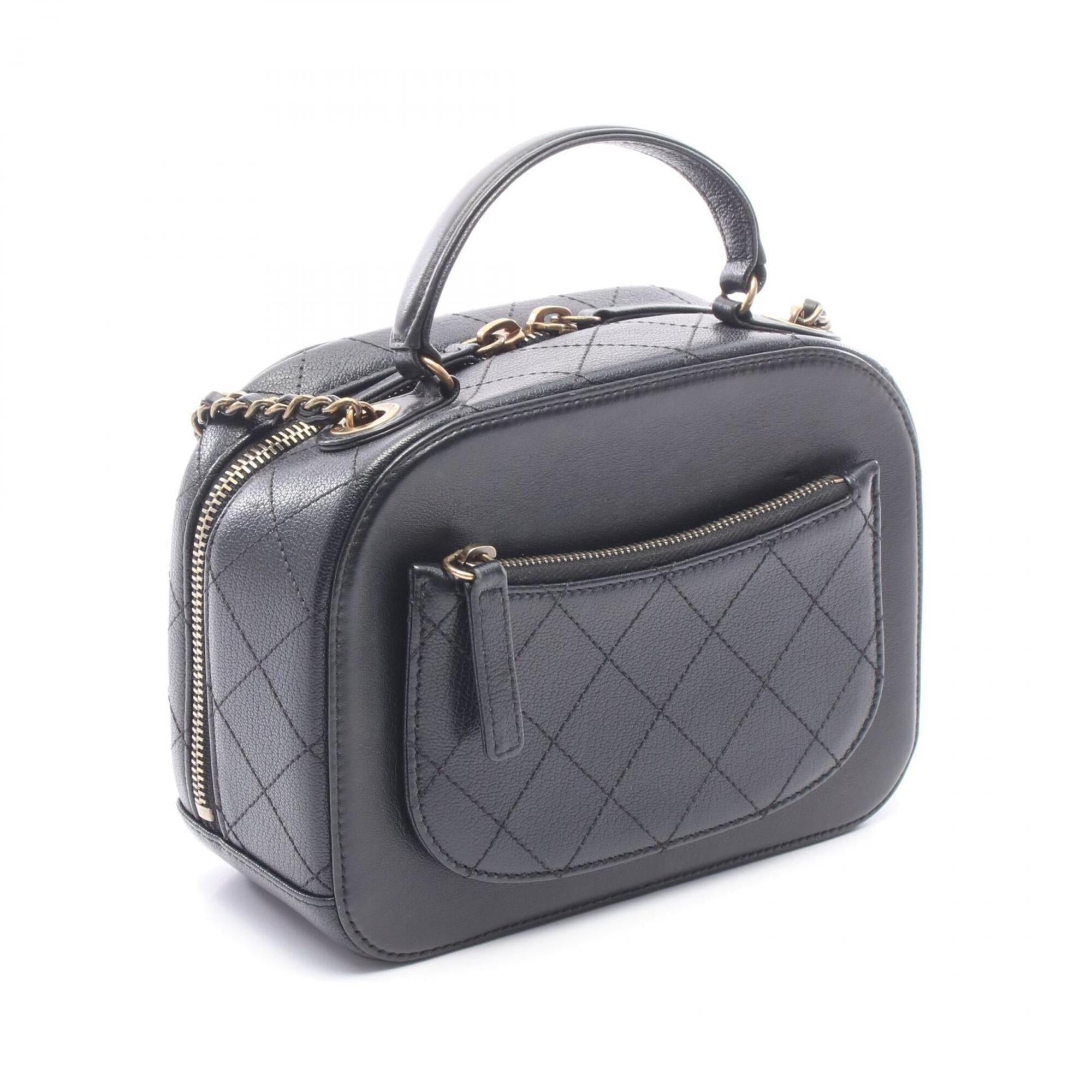Chanel Black Leather Handbag Shoulder Bag (Pre-Owned)