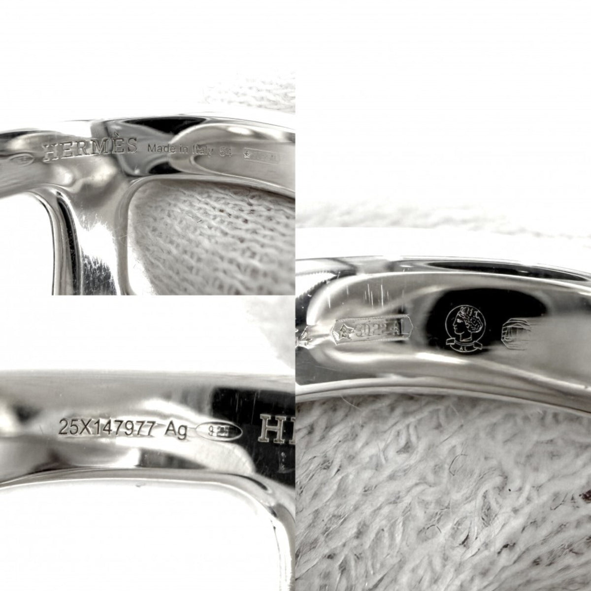 Hermes Silver Silver 925 Band Ring (Pre-Owned)