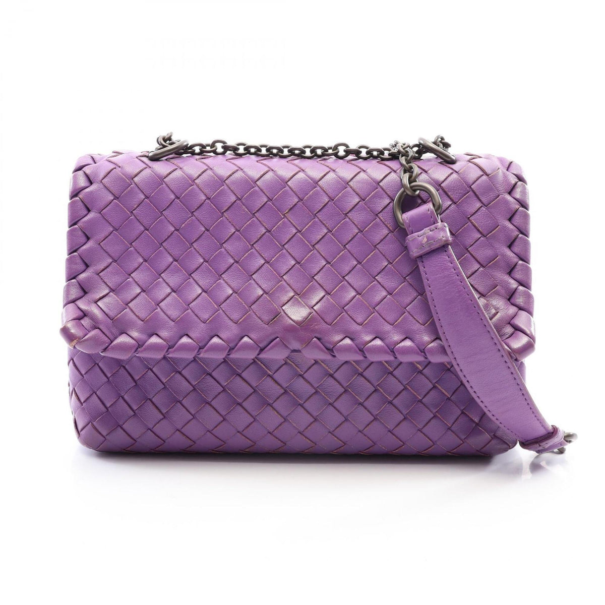 Bottega Veneta Intrecciato Purple Leather Shoulder Bag (Pre-Owned)