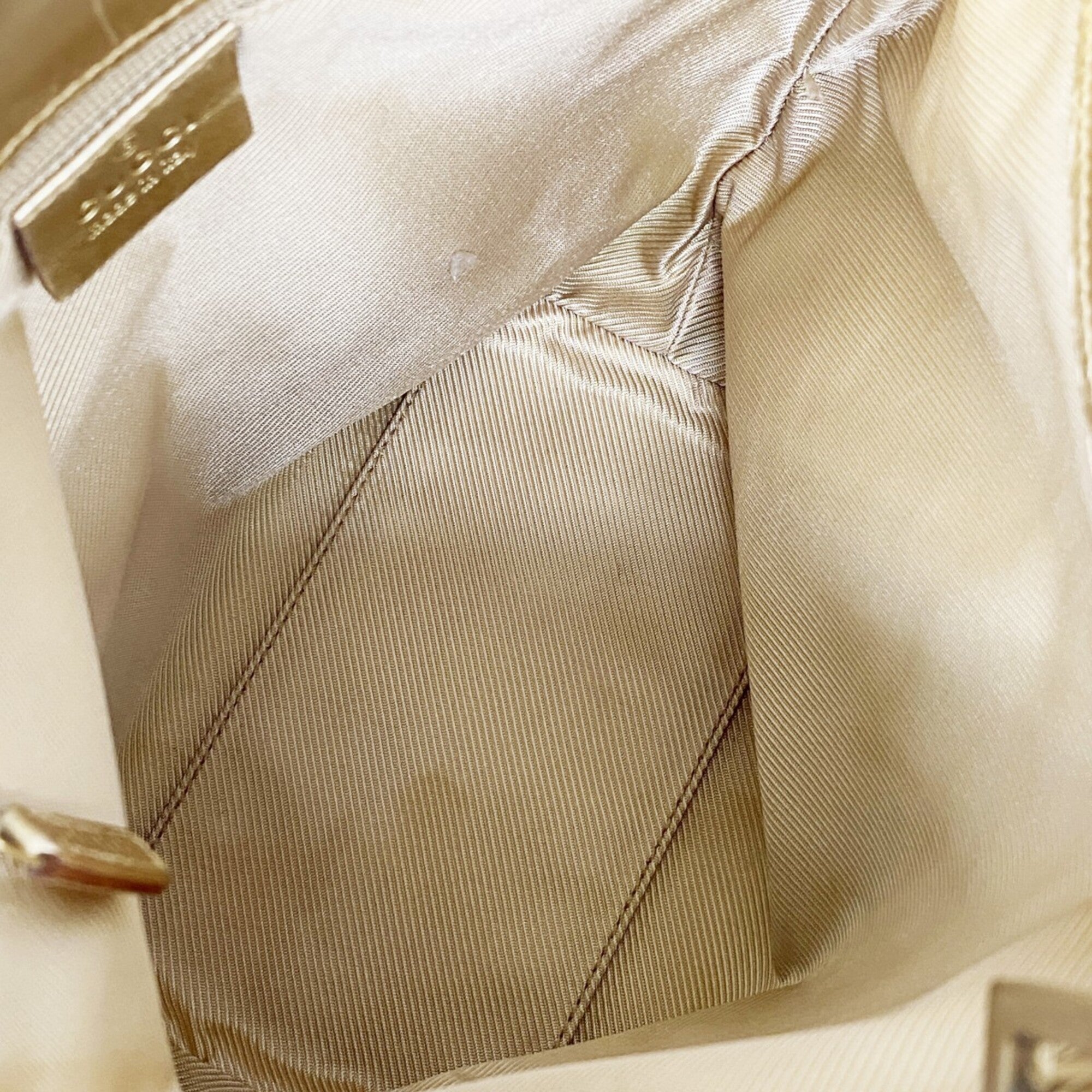 Gucci Gold Green Canvas Tote Bag (Pre-Owned)
