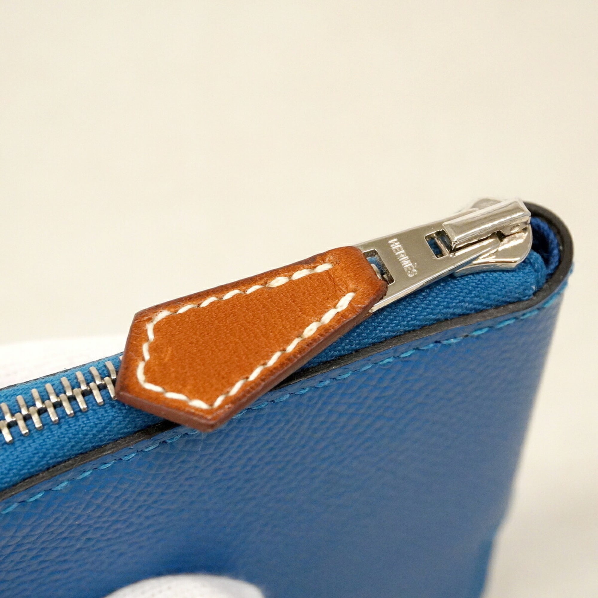 Hermes Blue Leather Coin Purse/Coin Case (Pre-Owned)