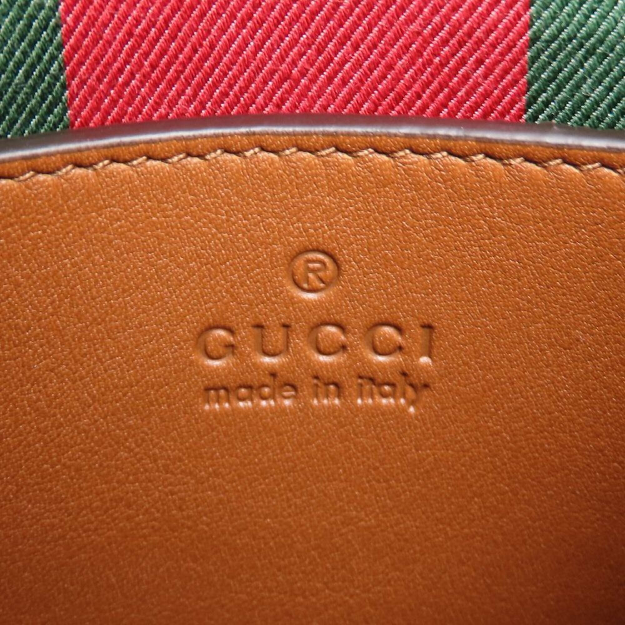 Gucci Sherry Line Beige Brown Gg Supreme Leather Shoulder Bag (Pre-Owned)