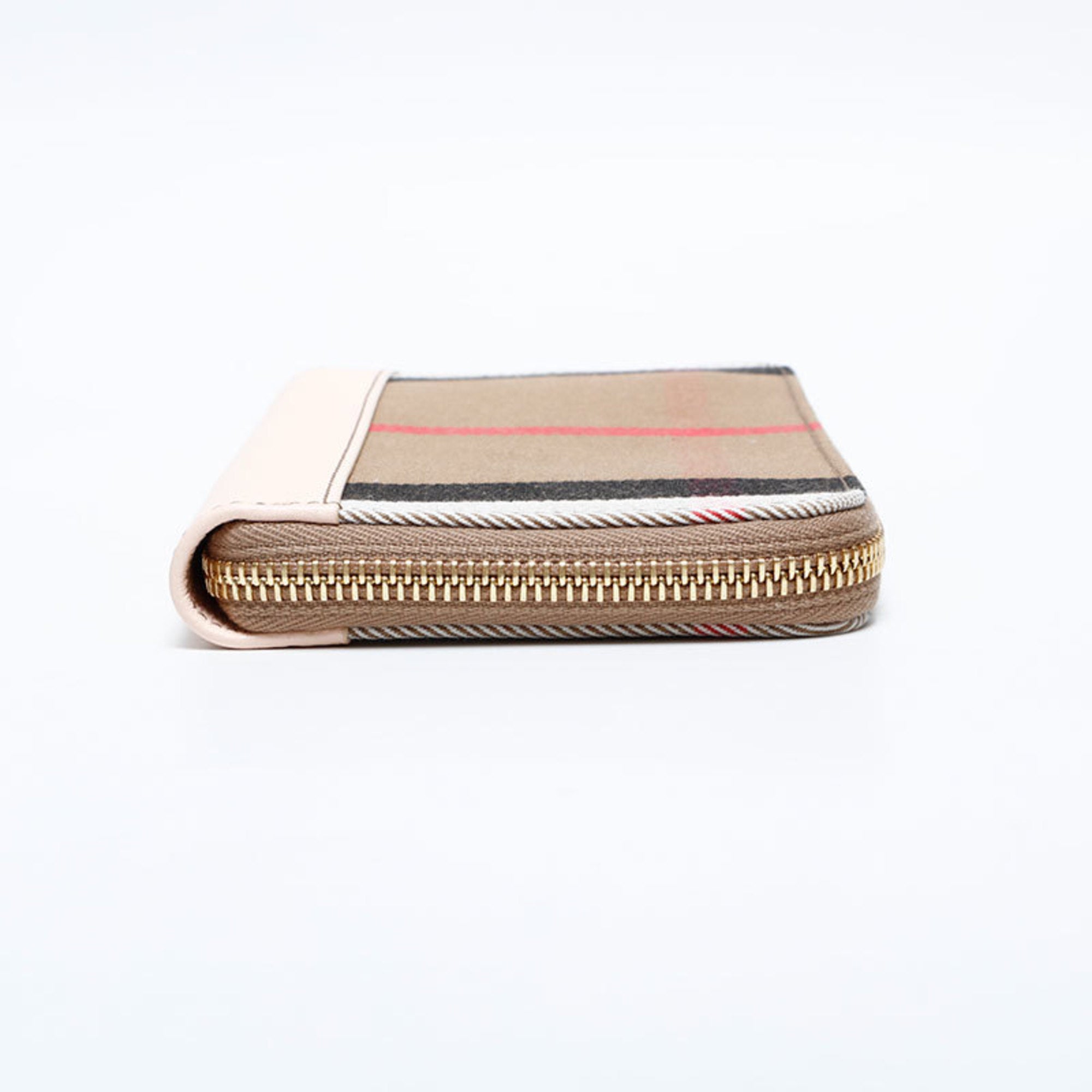Burberry Beige Canvas Leather Long Wallet (Bi-Fold) (Pre-Owned)