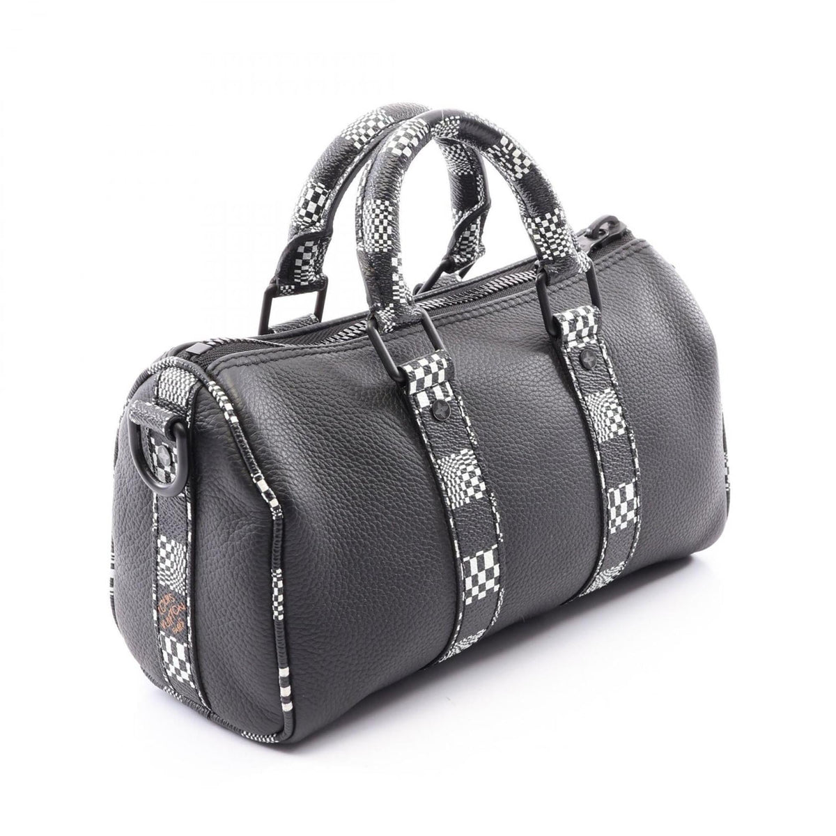 Louis Vuitton Black Leather Coated Canvas Handbag (Pre-Owned)