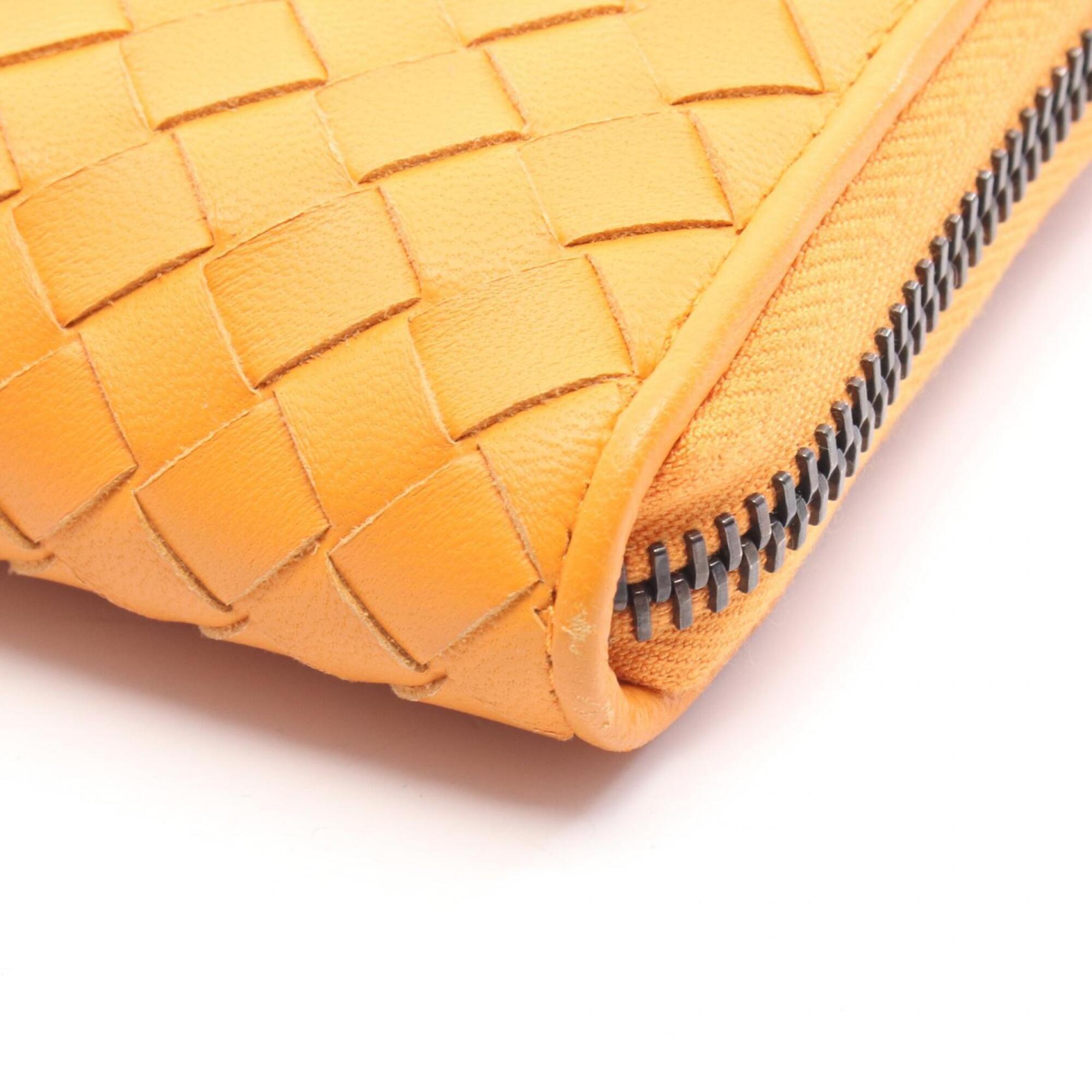 Bottega Veneta Orange Leather Long Wallet (Bi-Fold) (Pre-Owned)
