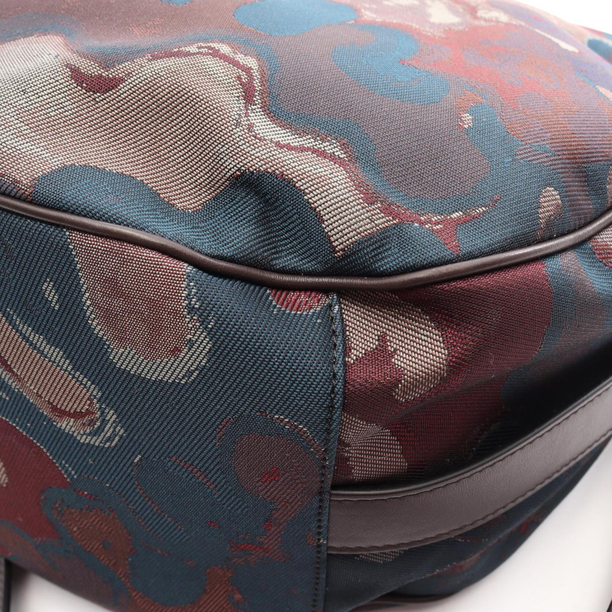 Christian Dior Blue Multi-Color Canvas Leather Handbag Saddle Bag Shoulder Bag (Pre-Owned)