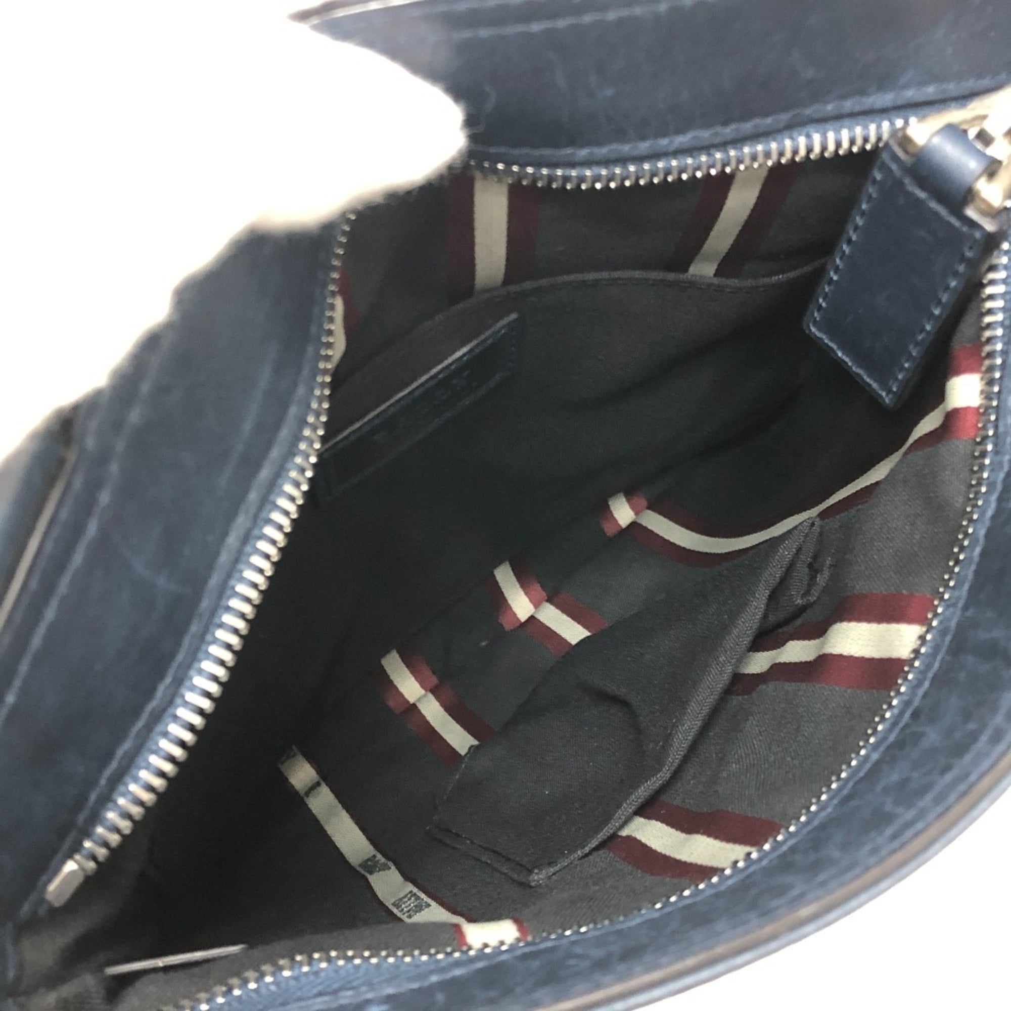 Bally Navy Leather Handbag Shoulder Bag (Pre-Owned)