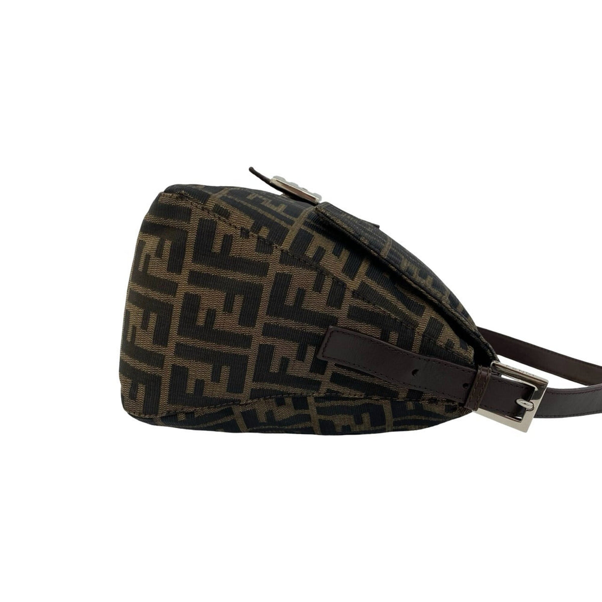 Fendi Black Brown Canvas Leather Shoulder Bag (Pre-Owned)