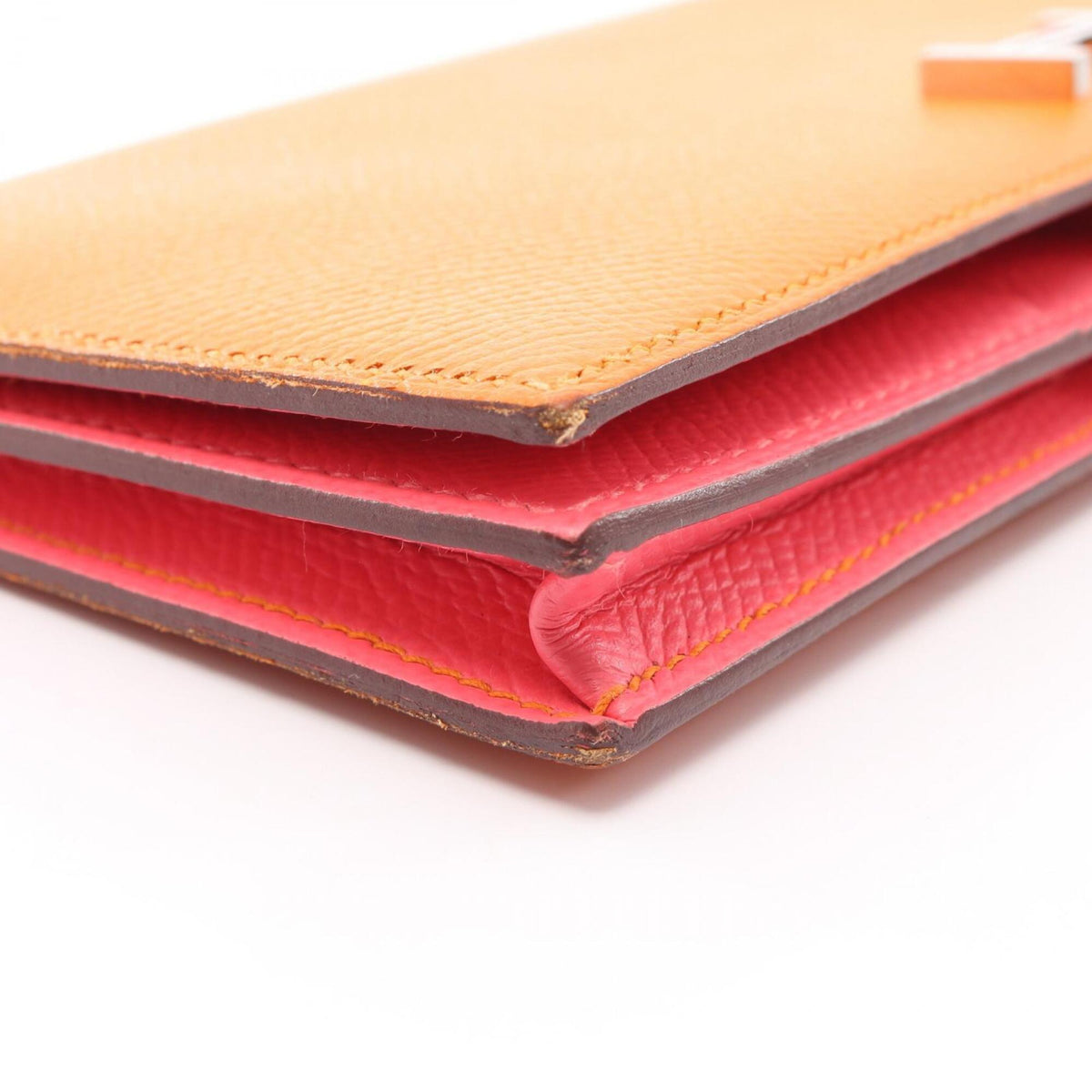 Hermes Orange Pink Epsom Leather Long Wallet (Bi-Fold) (Pre-Owned)