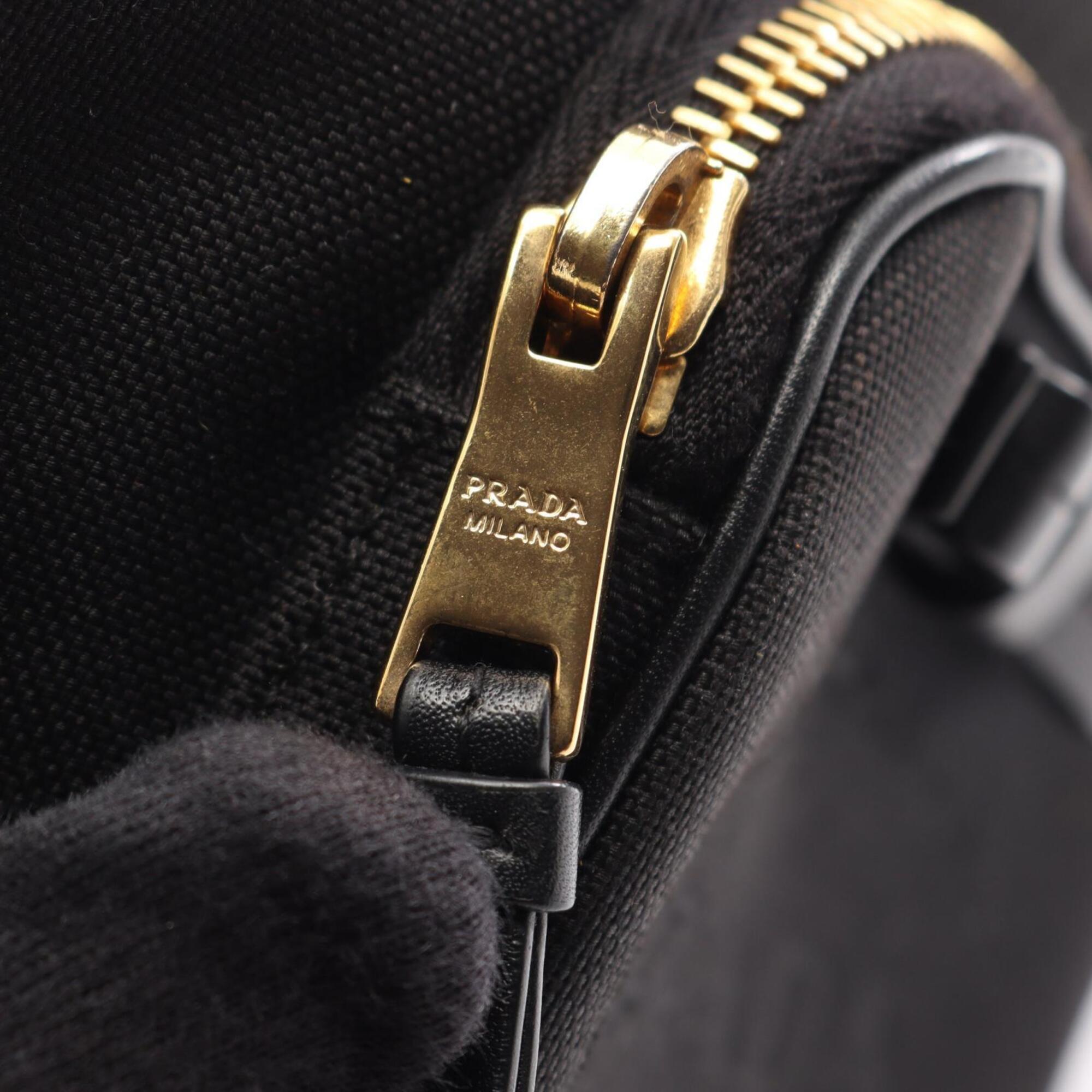 Prada Black Canvas Leather Handbag (Pre-Owned)