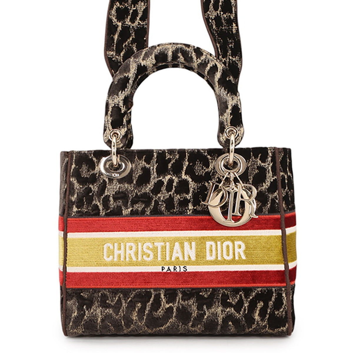 Christian Dior Brown Champagne Gold Multi-Color Velvet Handbag (Pre-Owned)