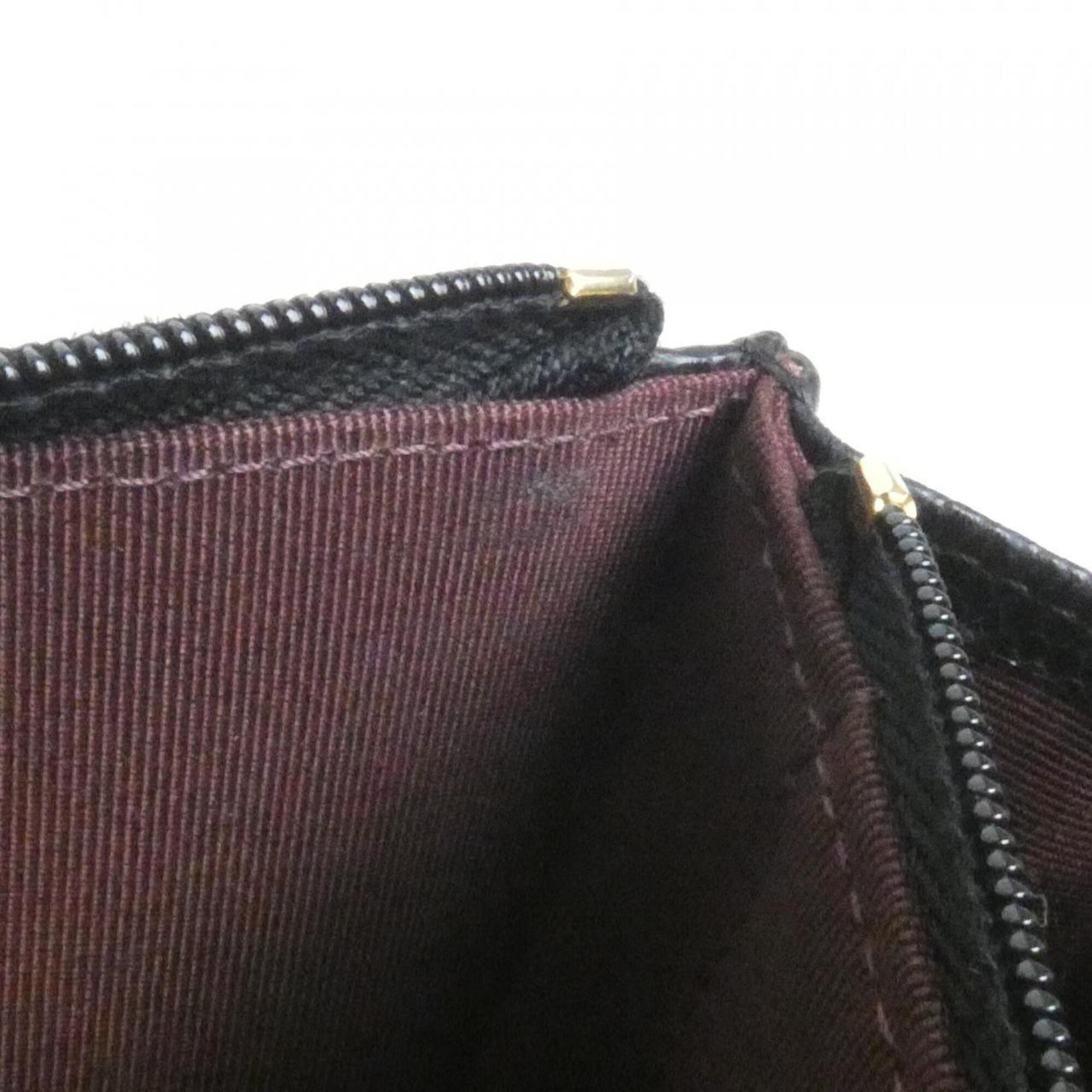 Chanel Black Bordeaux Grained Calfskin Chain/Shoulder Wallet (Pre-Owned)
