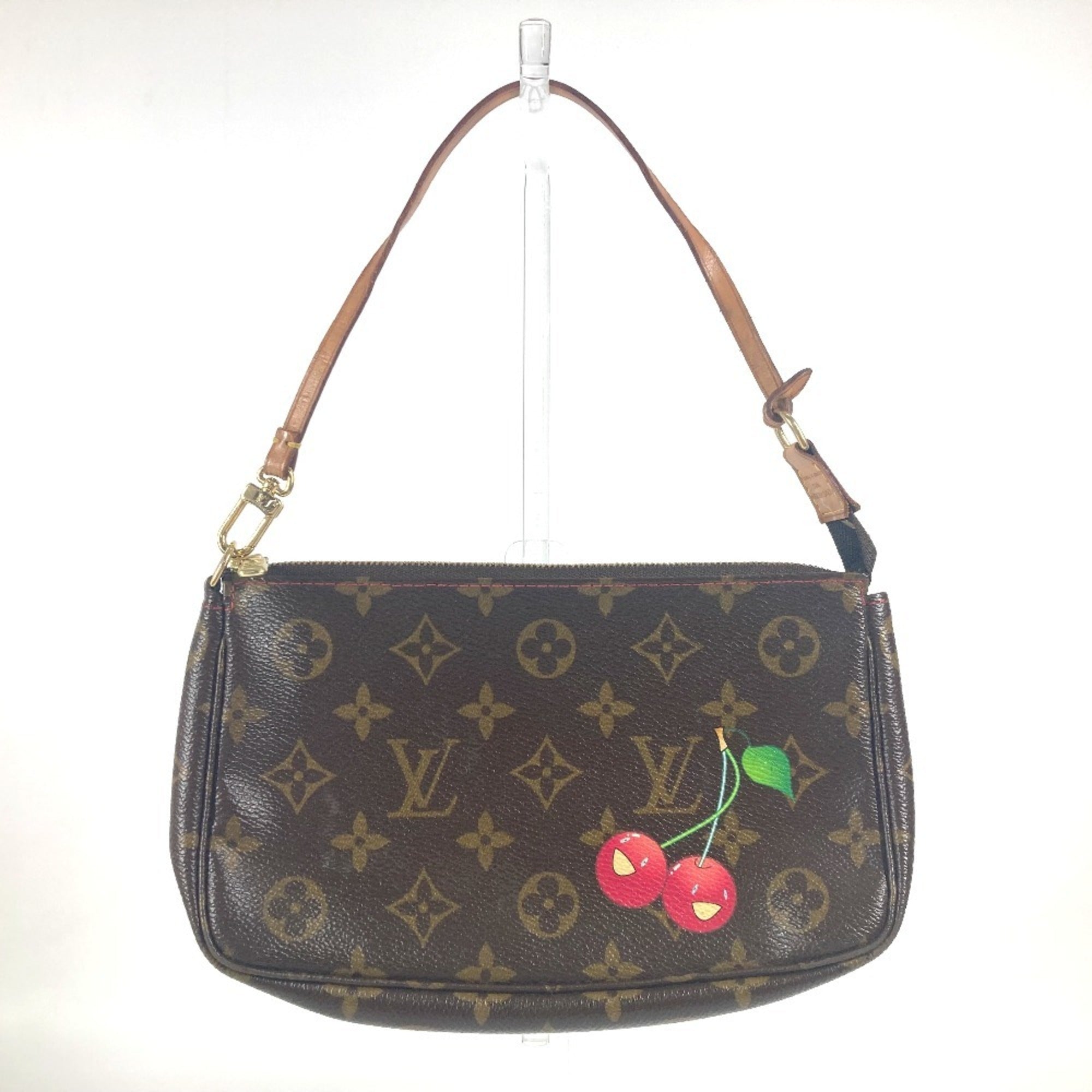 Louis Vuitton Monogram Brown Monogram Cherry Red Color Pochette Pouch (Pre-Owned)