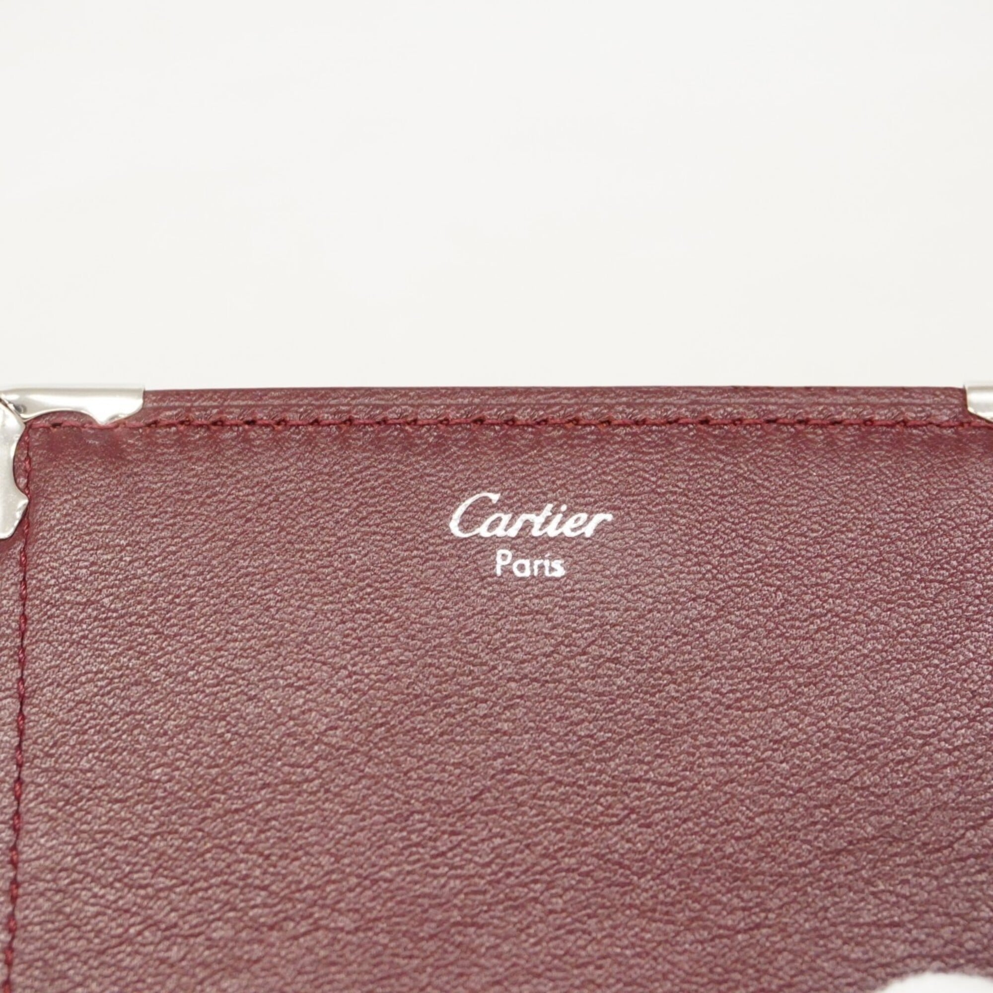 Cartier Bordeaux Leather Wallet (Tri-Fold) (Pre-Owned)