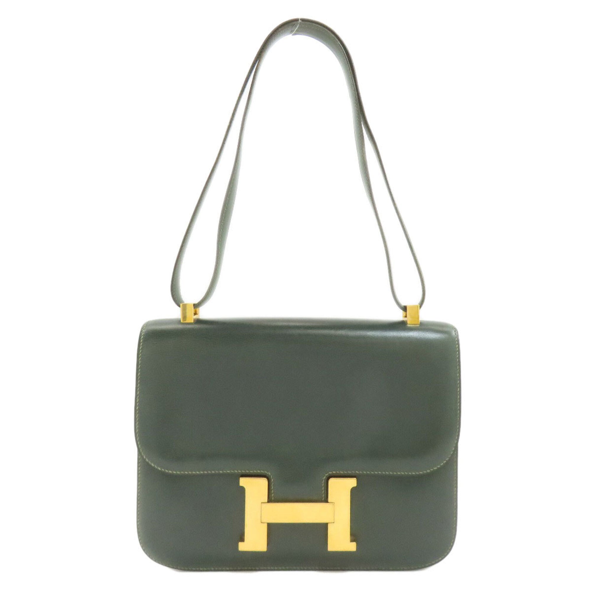 Hermes Green Box Calf Leather Shoulder Bag (Pre-Owned)