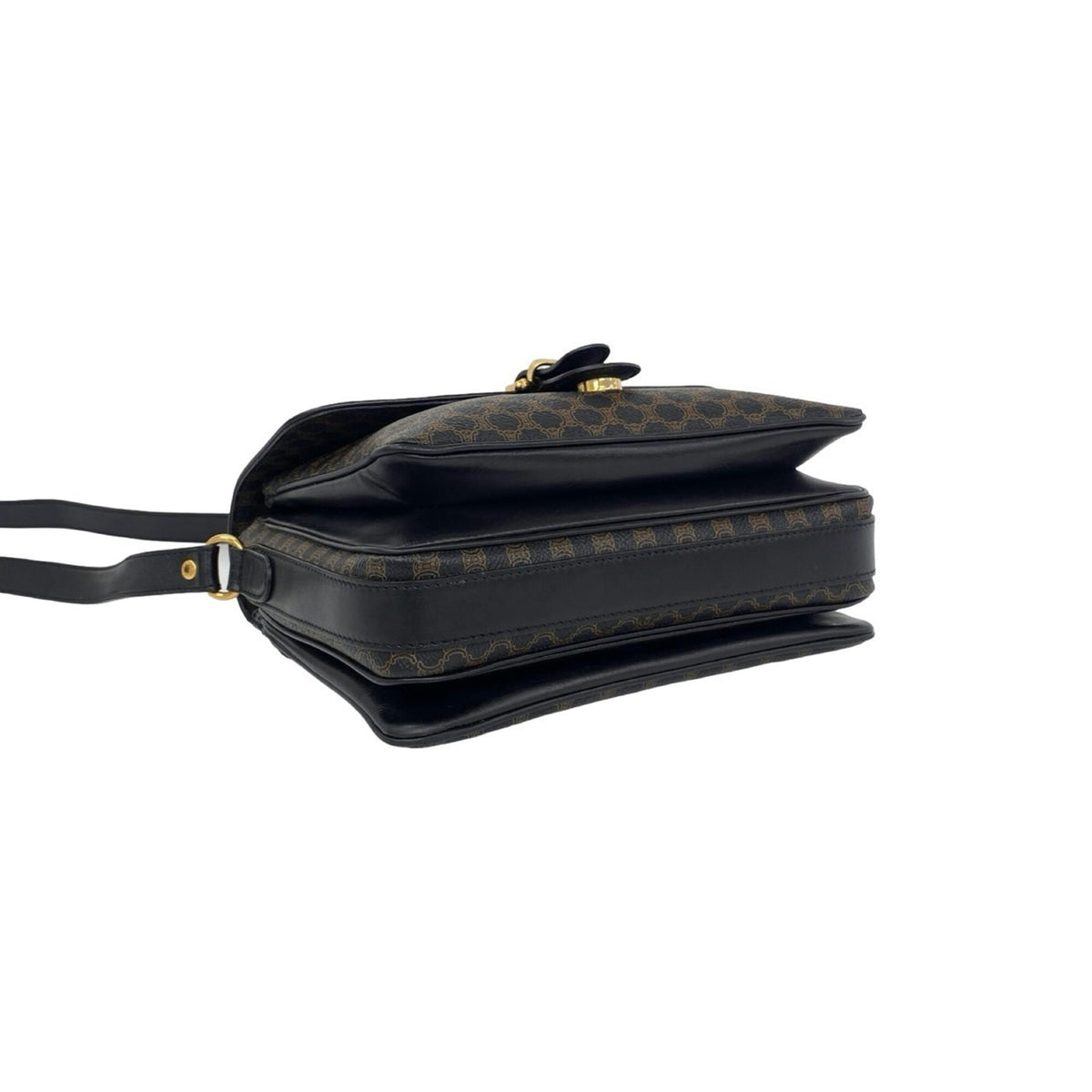 Celine Black Brown Leather Pvc Pochette Shoulder Bag (Pre-Owned)