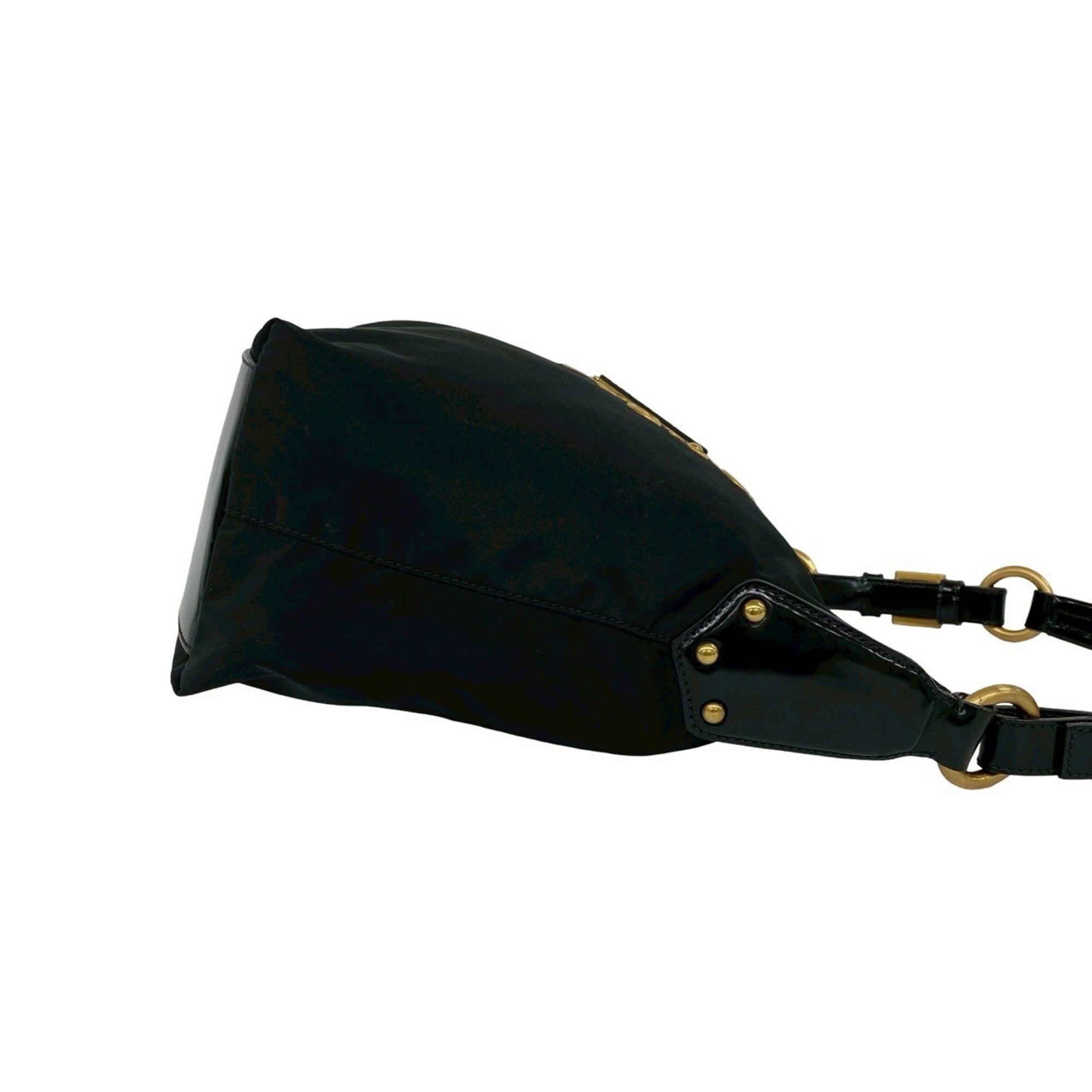 Prada Black Nylon Patent Leather Shoulder Bag (Pre-Owned)