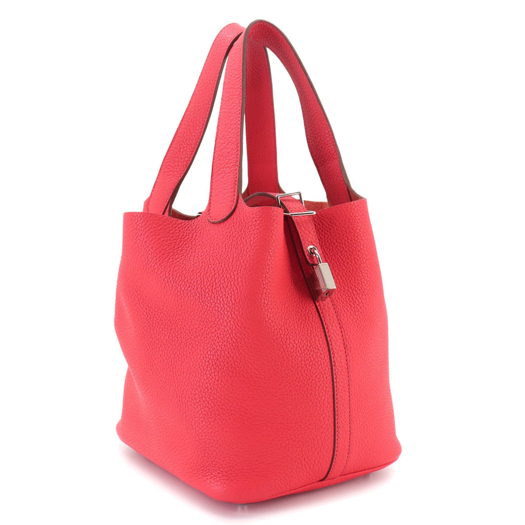 Hermes Red Color Taurillon Clemence Leather Handbag (Pre-Owned)