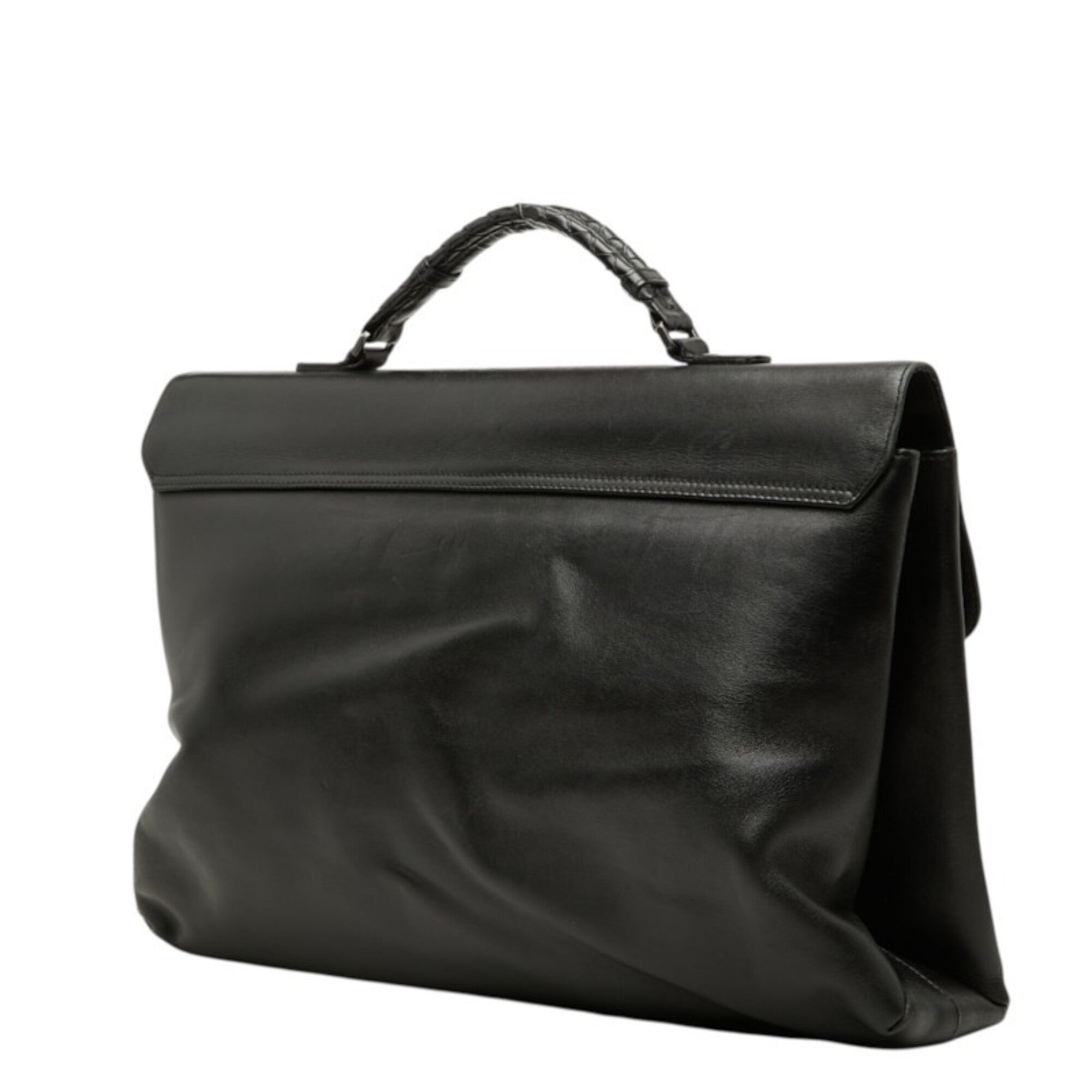 Bottega Veneta Black Leather Briefcase (Pre-Owned)