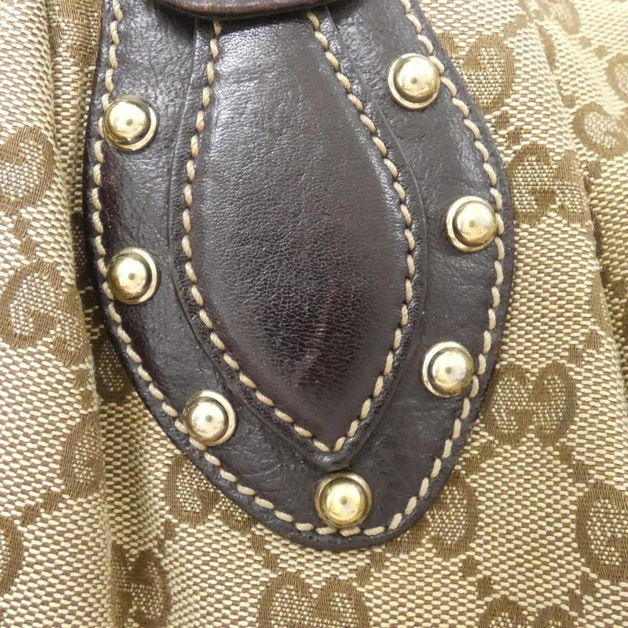 Gucci Beige Brown Gg Canvas Handbag (Pre-Owned)