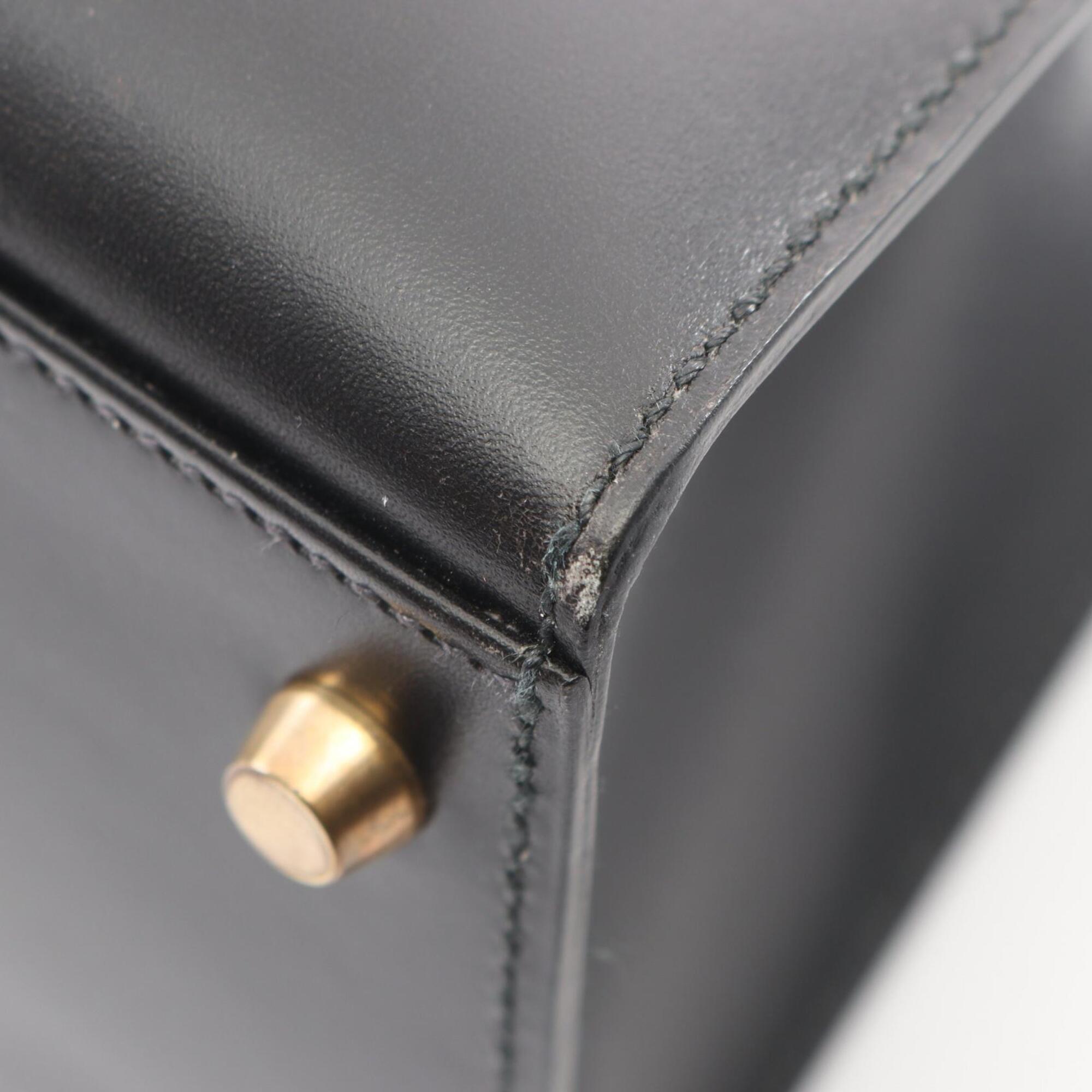 Hermes Black Box Calf Leather Handbag (Pre-Owned)
