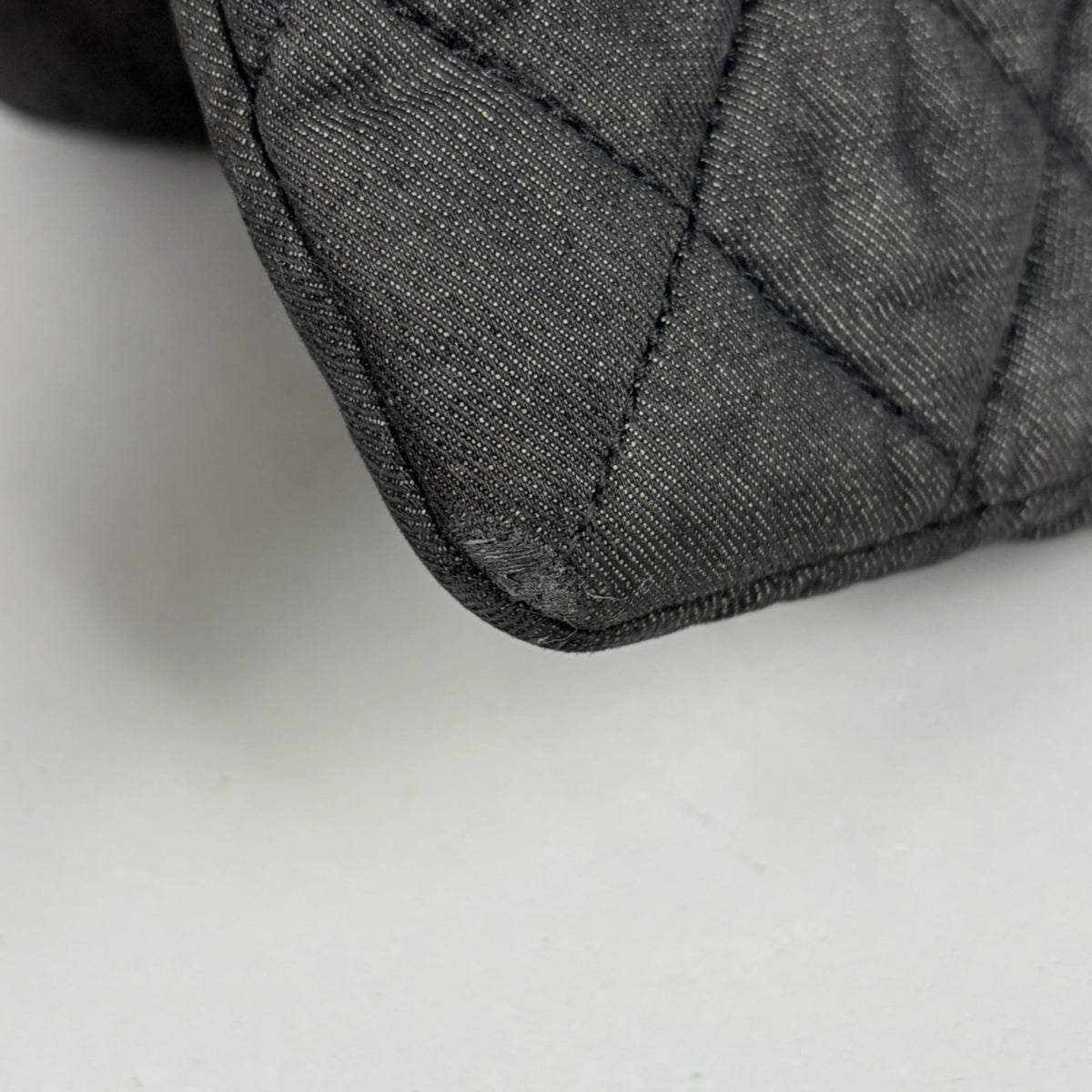 Chanel Dark Gray Canvas Leather Shoulder Bag (Pre-Owned)