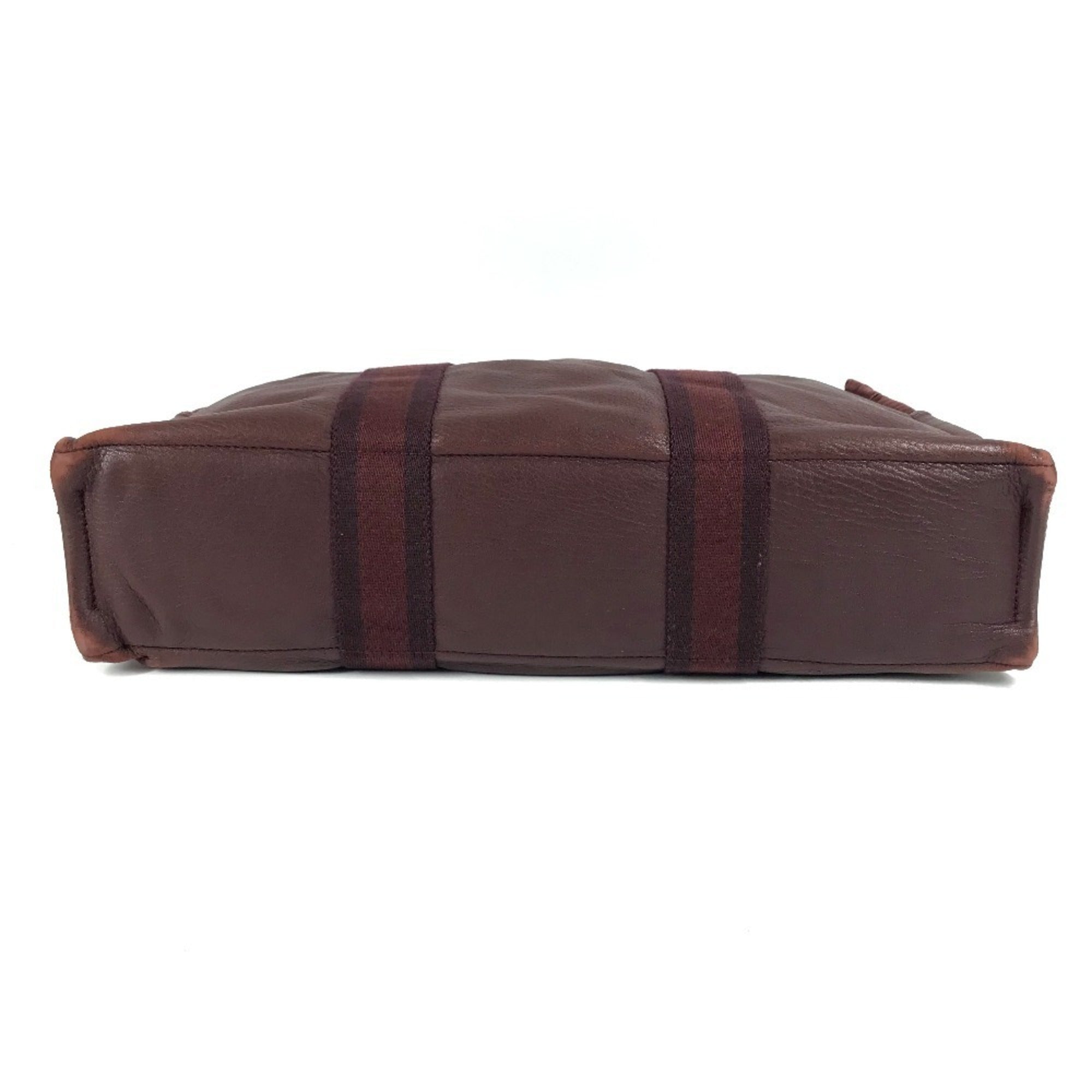 Hermes Red Color Wine Canvas Leather Handbag Tote Bag (Pre-Owned)