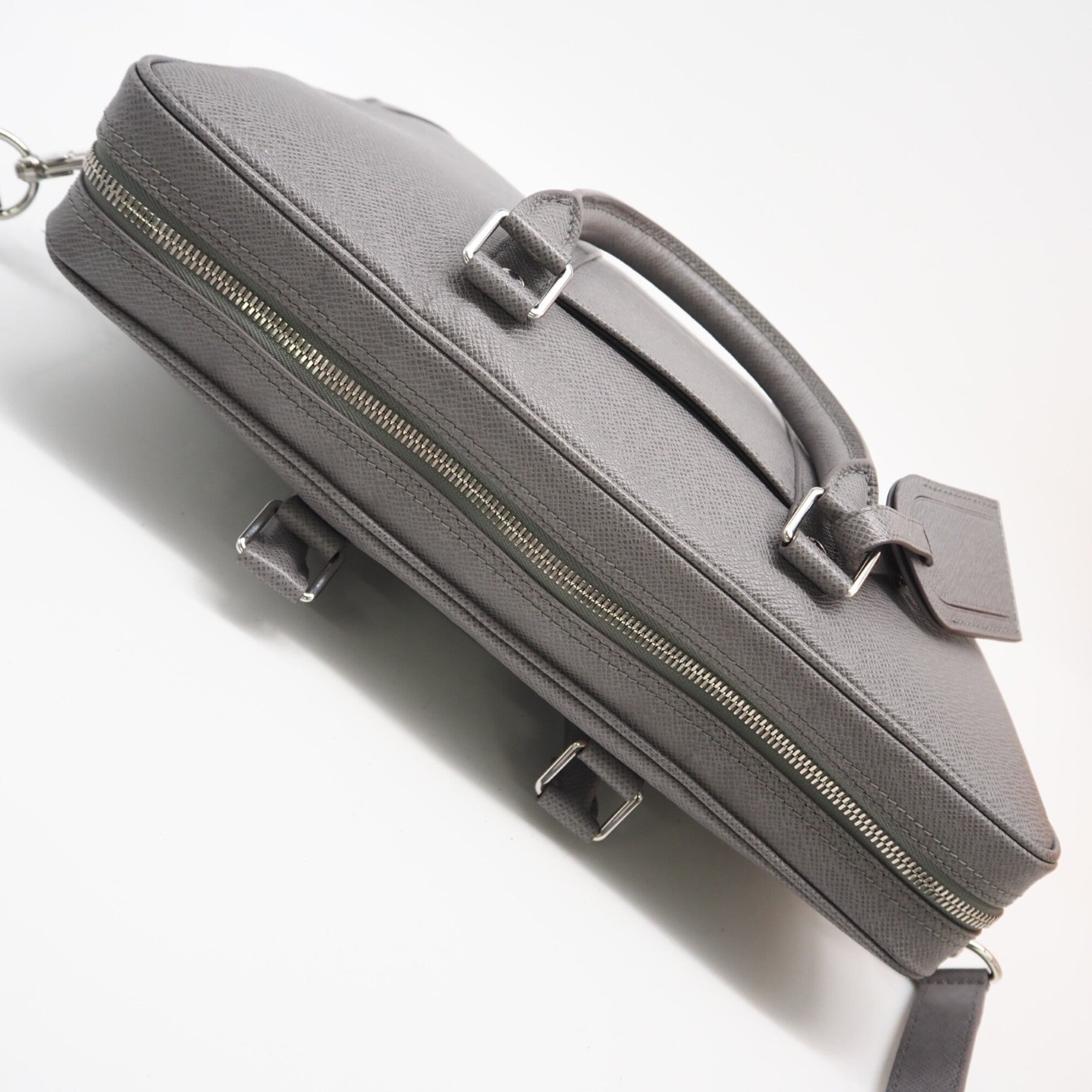 Louis Vuitton Gray Leather Briefcase Handbag (Pre-Owned)