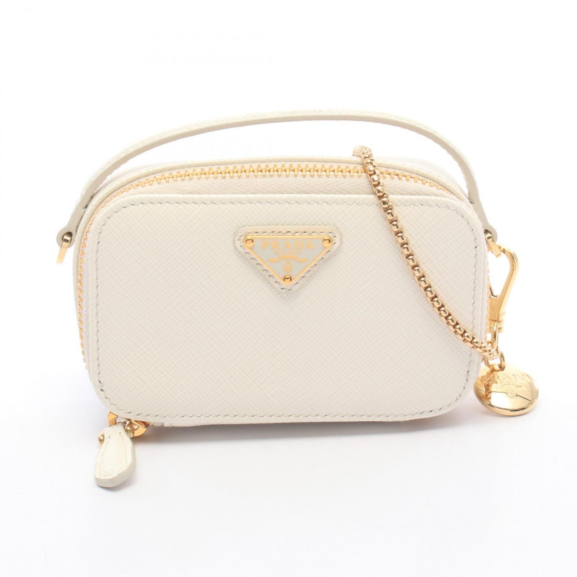 Prada White Saffiano Triangle Handbag Shoulder Bag (Pre-Owned)
