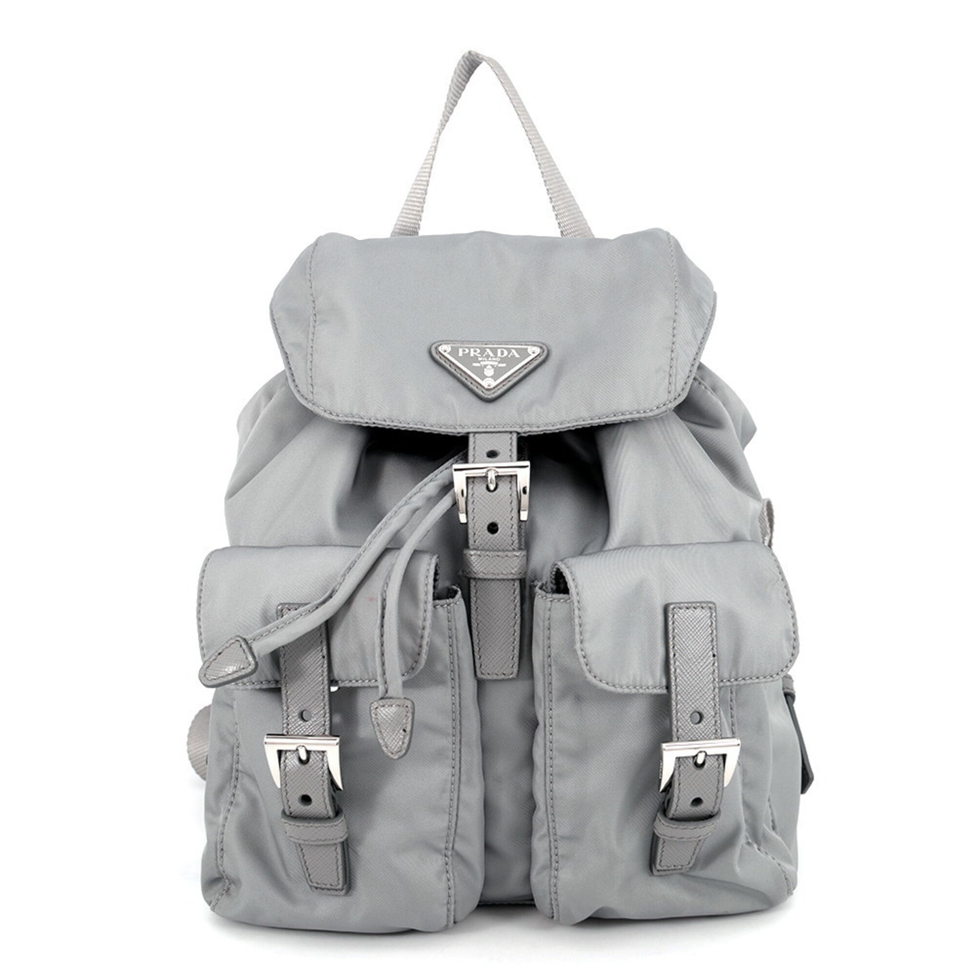 Prada Gray Nylon Leather Handbag (Pre-Owned)
