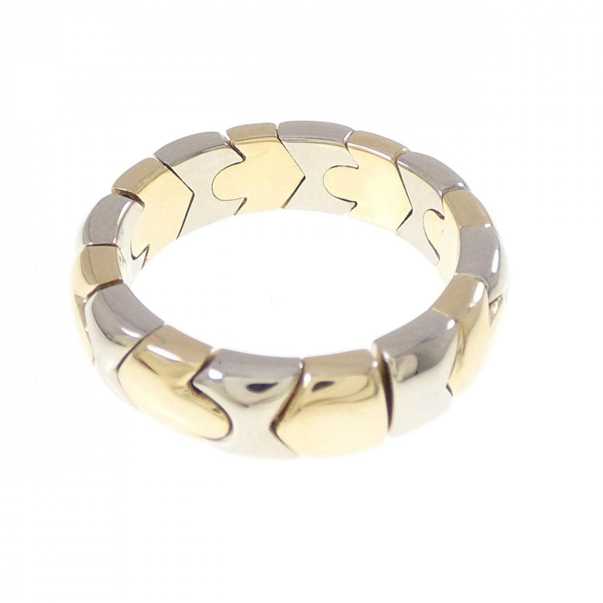 Bvlgari Yellow Gold (18K) White Gold (18K) Band Ring (Pre-Owned)