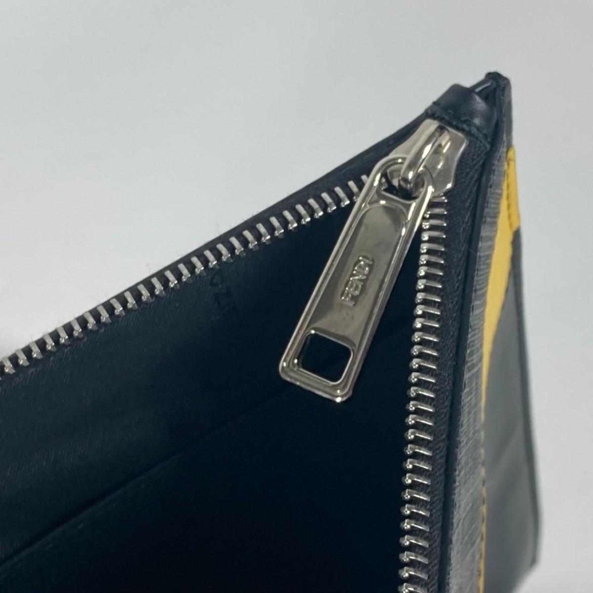 Fendi Black Gray Yellow Leather Clutch Bag Pouch (Pre-Owned)