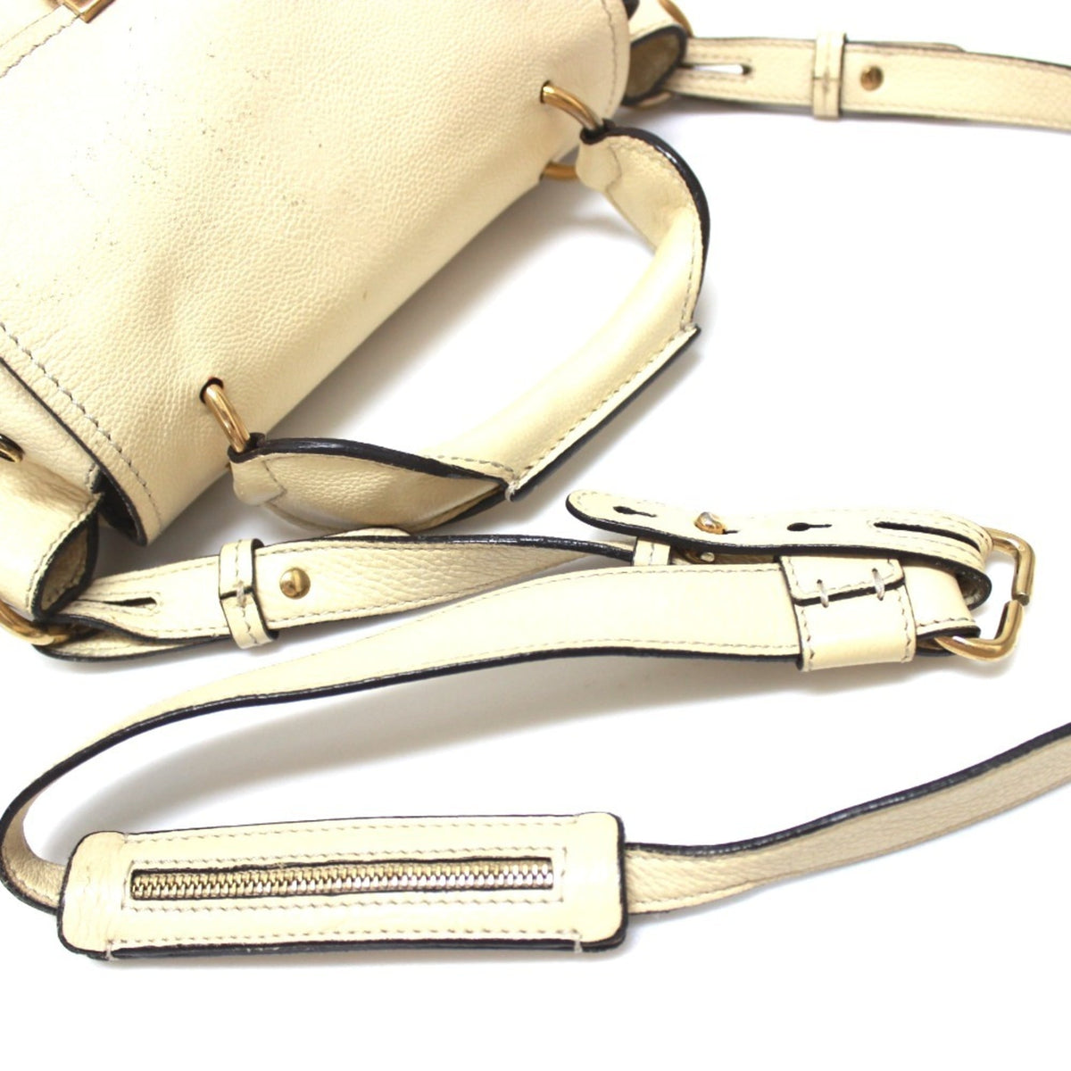 Chloé Elsie Beige Light Beige Leather Handbag Shoulder Bag (Pre-Owned)