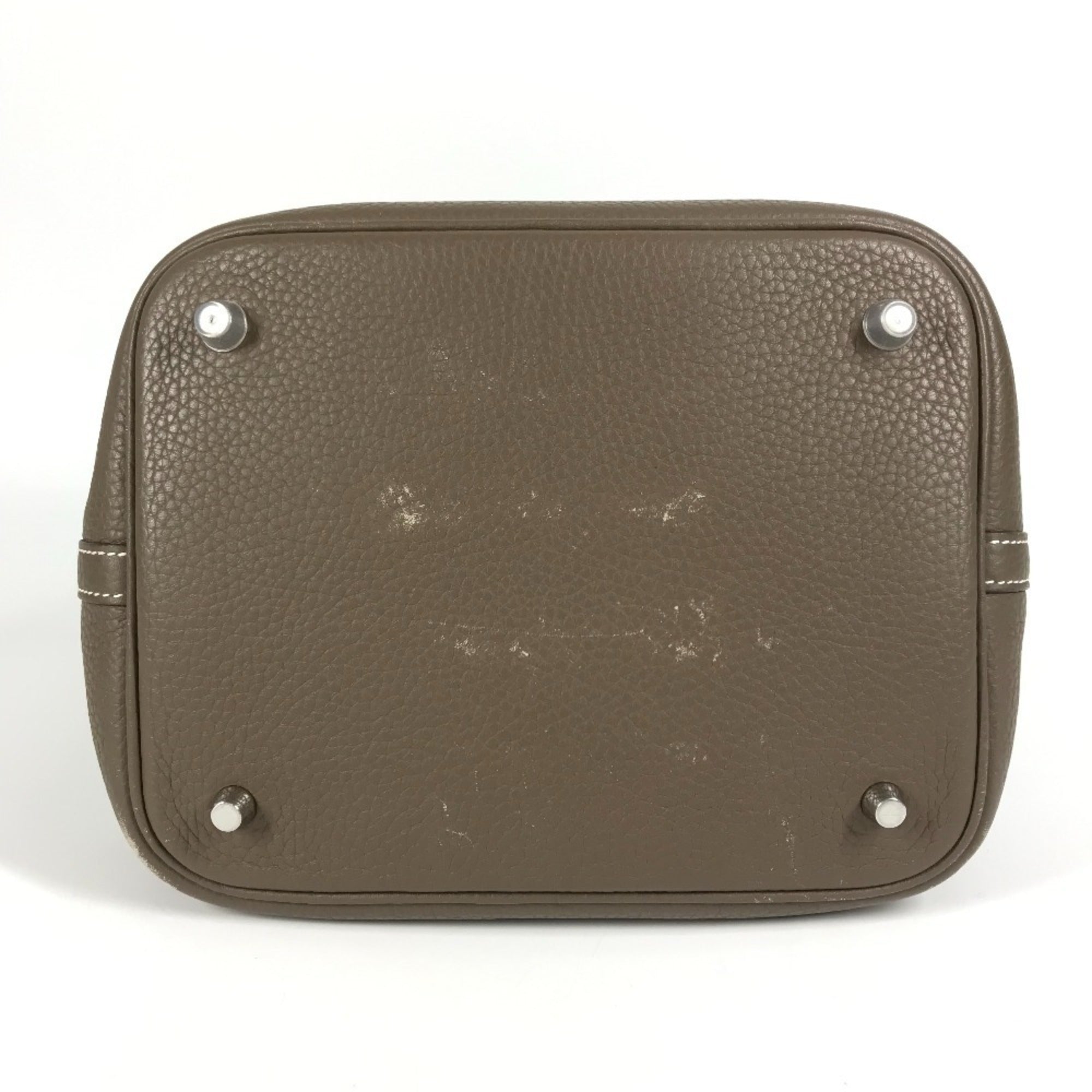 Hermes Picotin Etoupe Gray Gray Taurillon Clemence Leather Handbag (Pre-Owned)