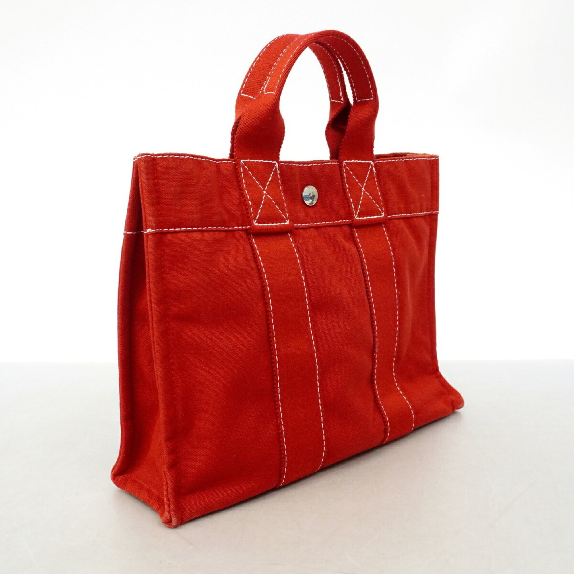 Hermes Red Color Canvas Tote Bag (Pre-Owned)