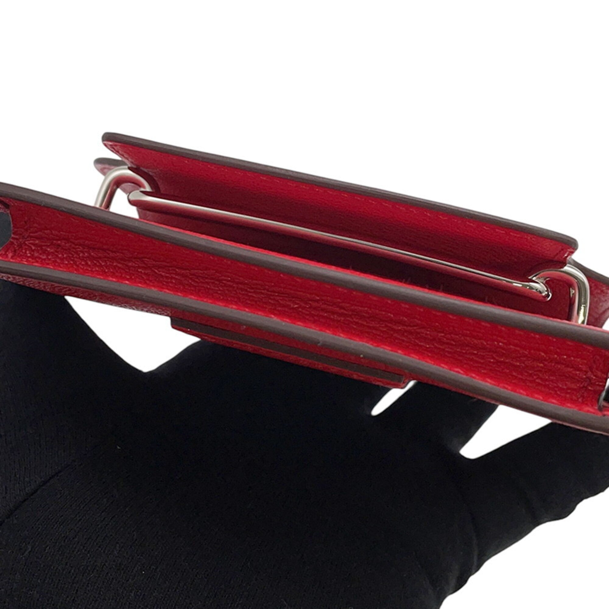Hermes Orange Orange Red Chevre Myzore Leather Coin Purse/Coin Case (Pre-Owned)