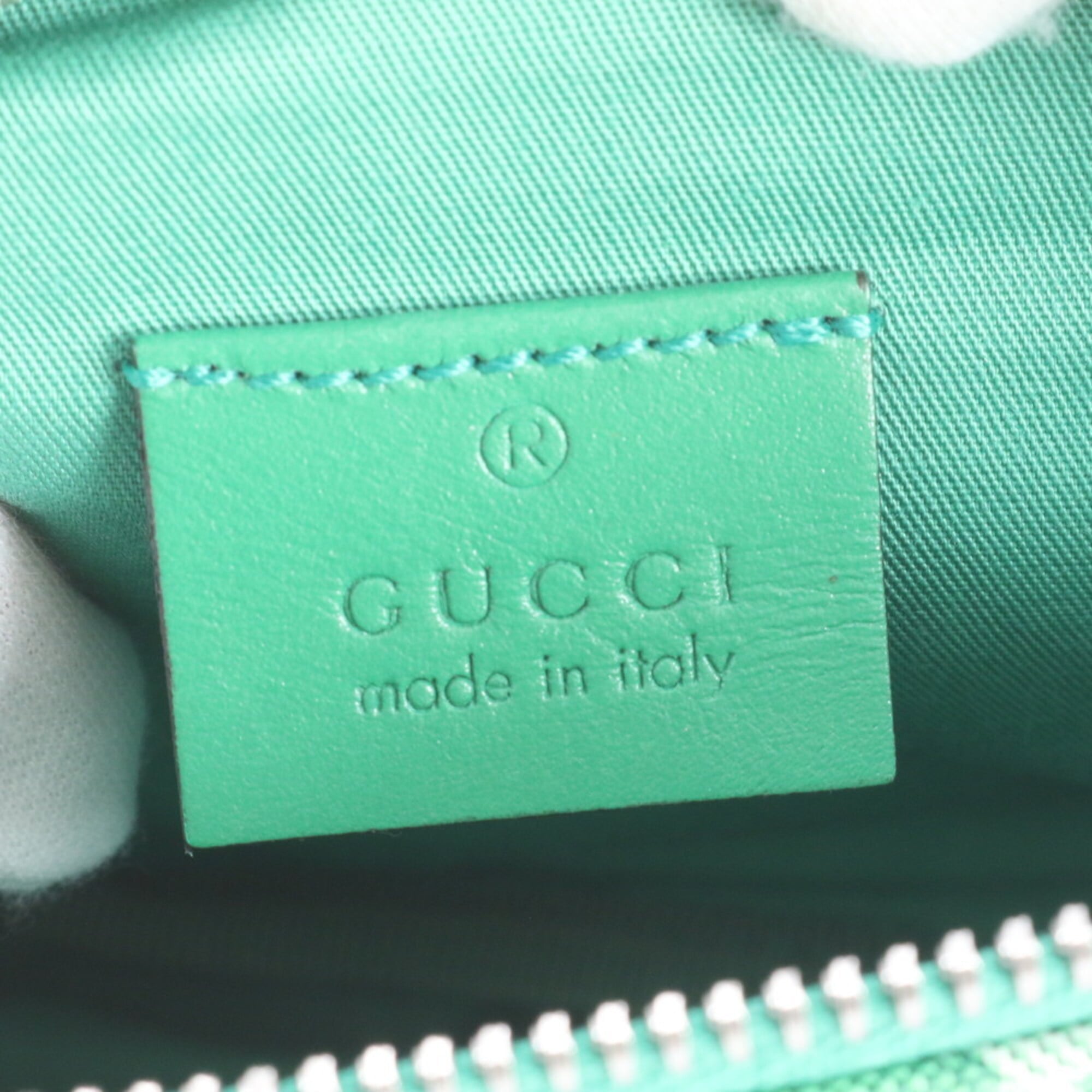 Gucci Green Red Color White Leather Canvas Sling Bag (Pre-Owned)