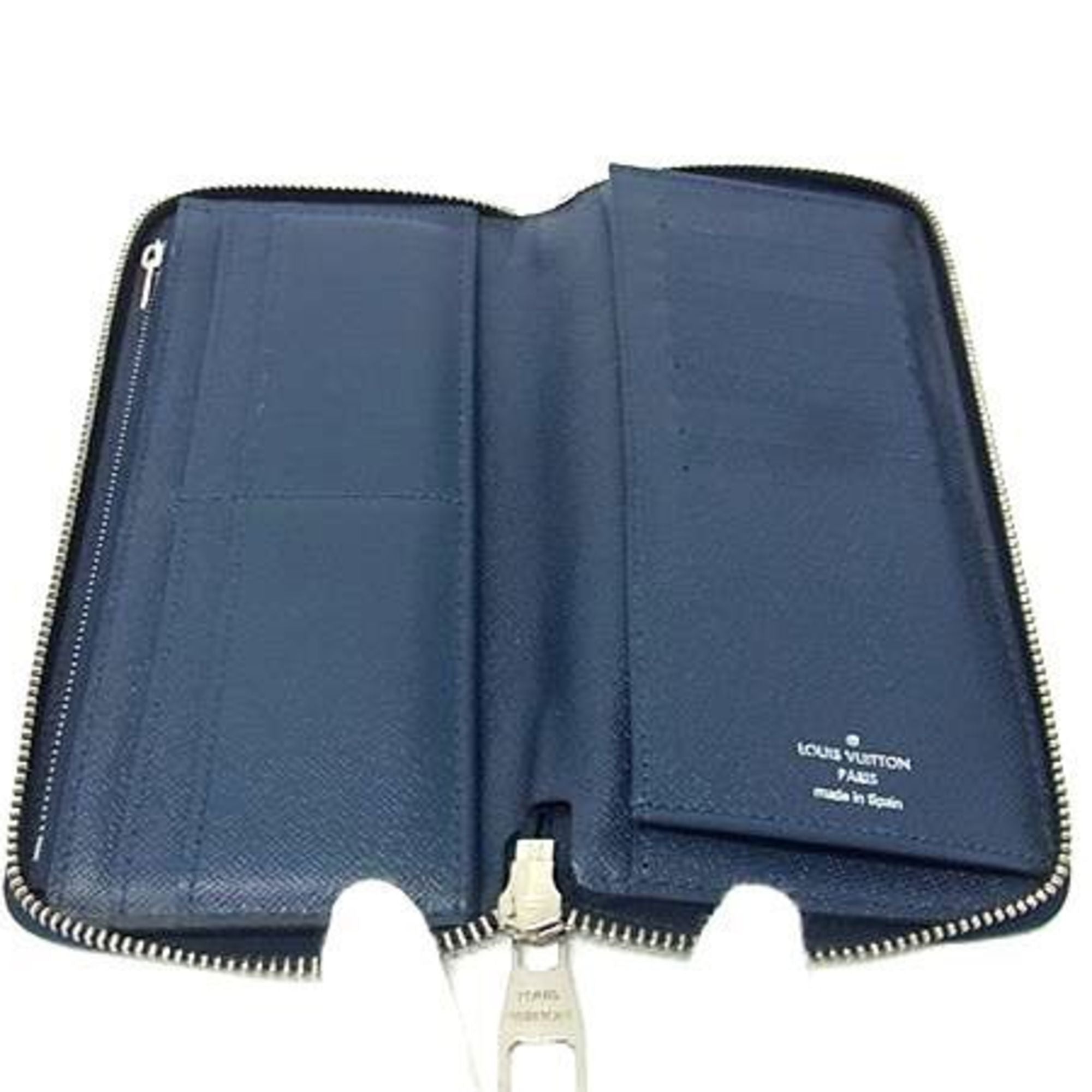 Louis Vuitton Navy Navy Blue Taiga Leather Long Wallet (Bi-Fold) (Pre-Owned)