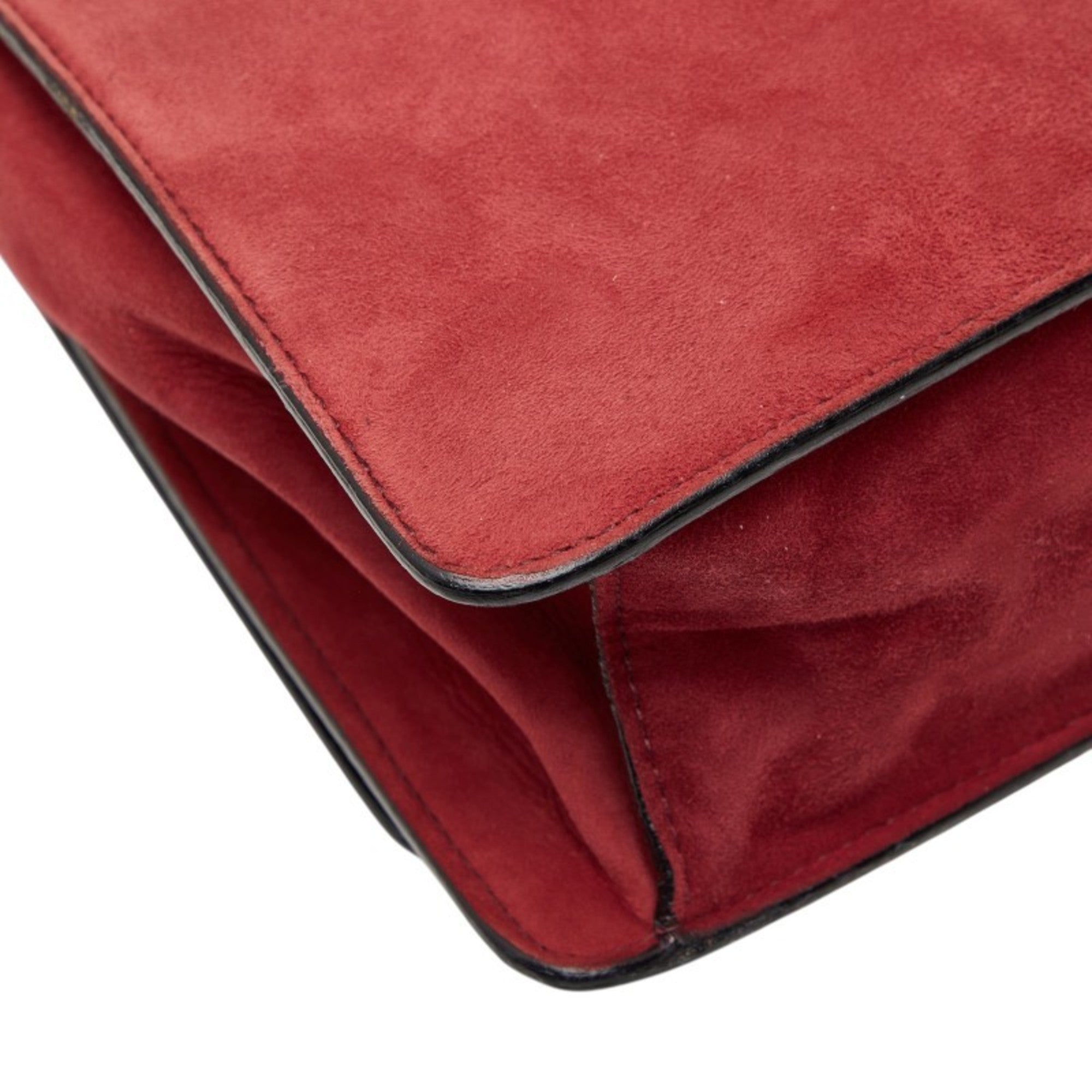 Loewe Red Color Suede Handbag Shoulder Bag (Pre-Owned)