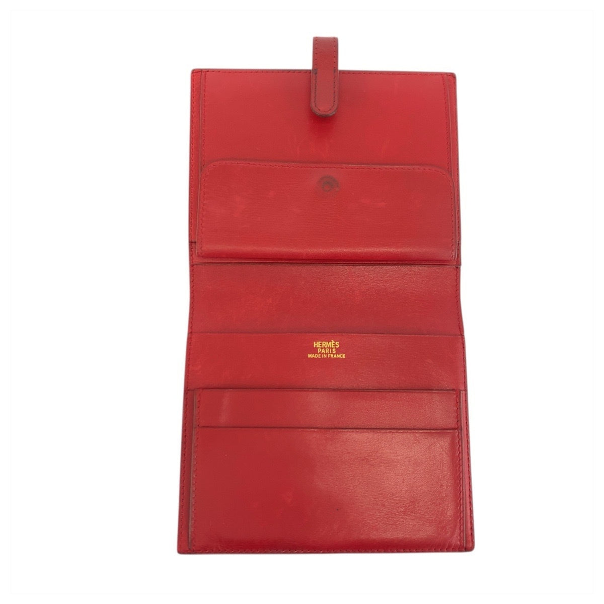 Hermes Red Color Leather Wallet (Bi-Fold) (Pre-Owned)