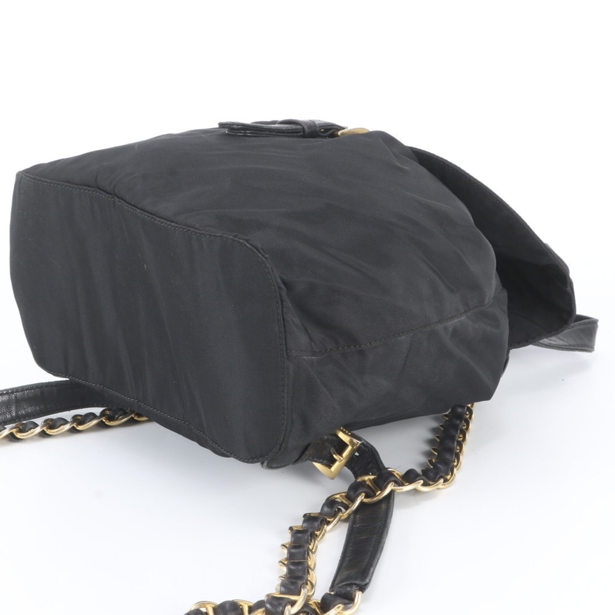 Prada Black Nylon Leather Backpack Shoulder Bag (Pre-Owned)