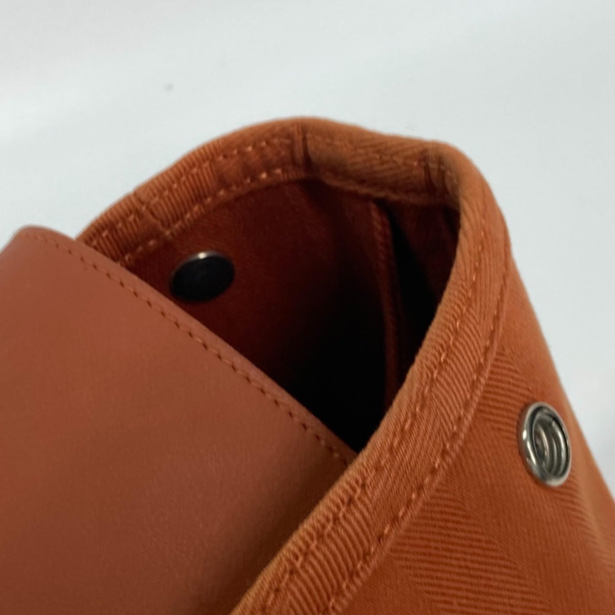 Hermes Orange Canvas Leather Handbag Pouch Tote Bag (Pre-Owned)