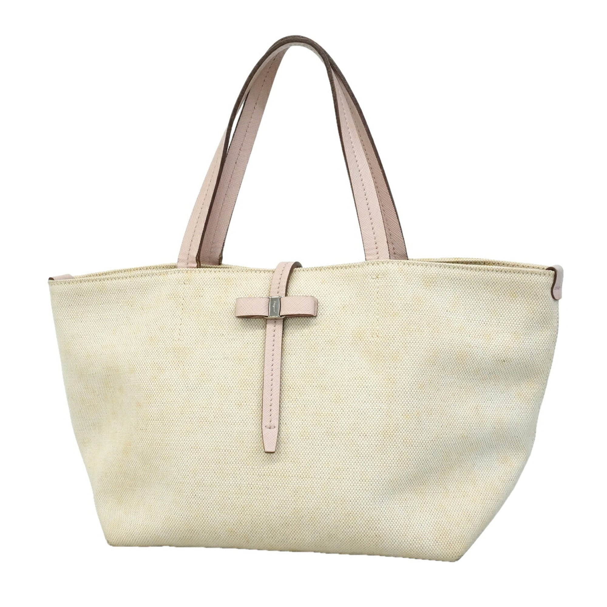 Salvatore Ferragamo Ivory Canvas Handbag (Pre-Owned)