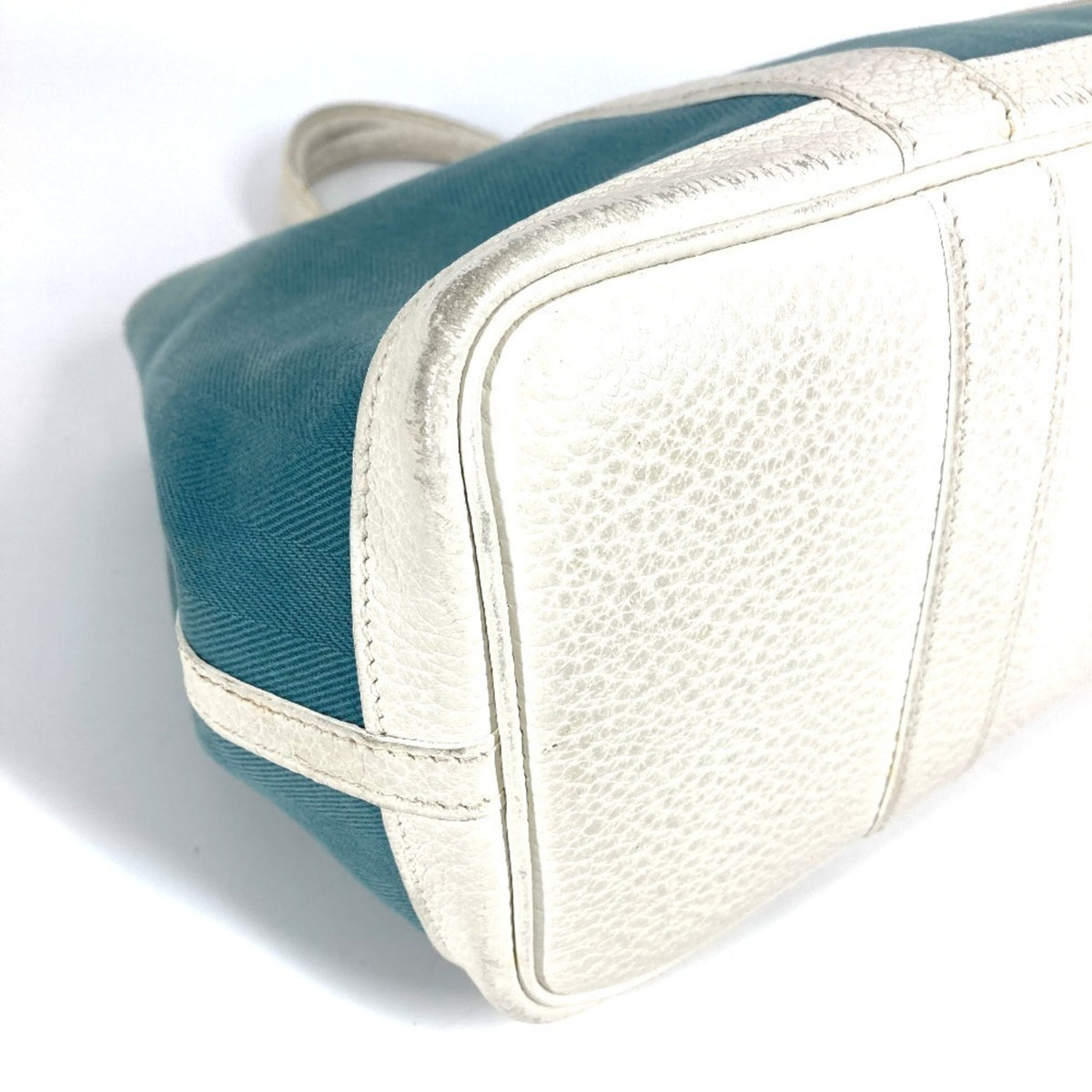 Hermes Blue White Toile Officier Handbag Tote Bag (Pre-Owned)