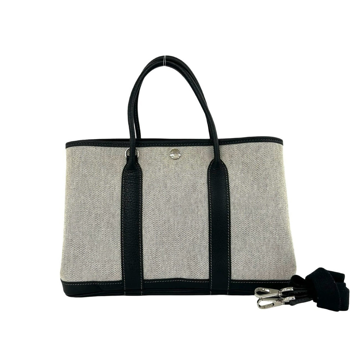 Hermes Black Gray Toile H Buffalo Leather Handbag Shoulder Bag (Pre-Owned)