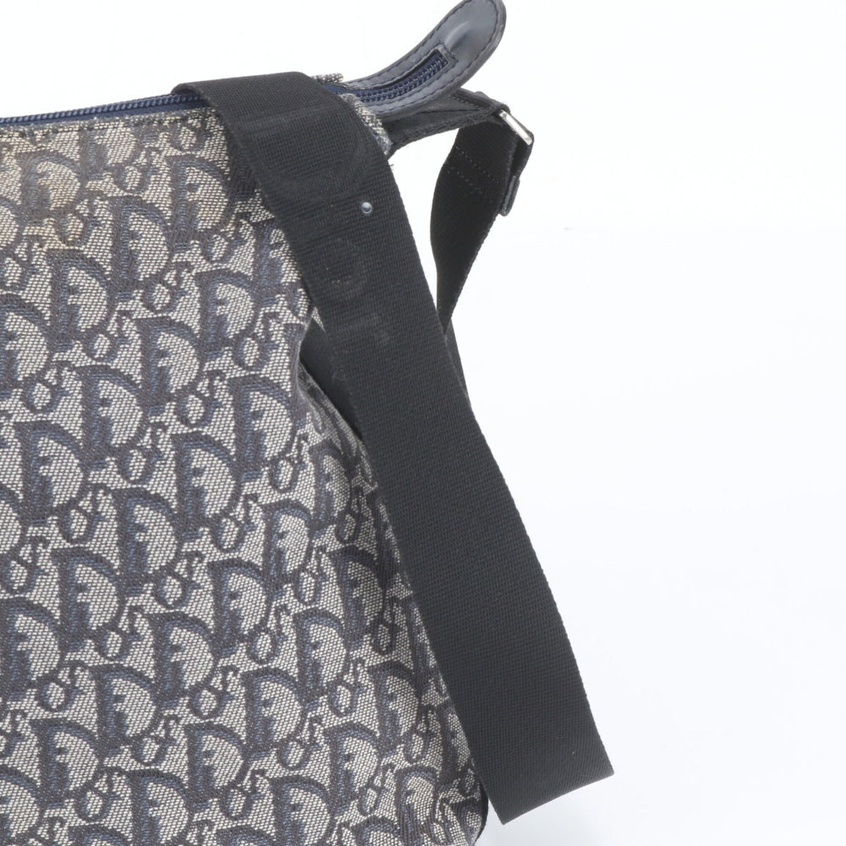 Christian Dior Navy Leather Canvas Shoulder Bag (Pre-Owned)